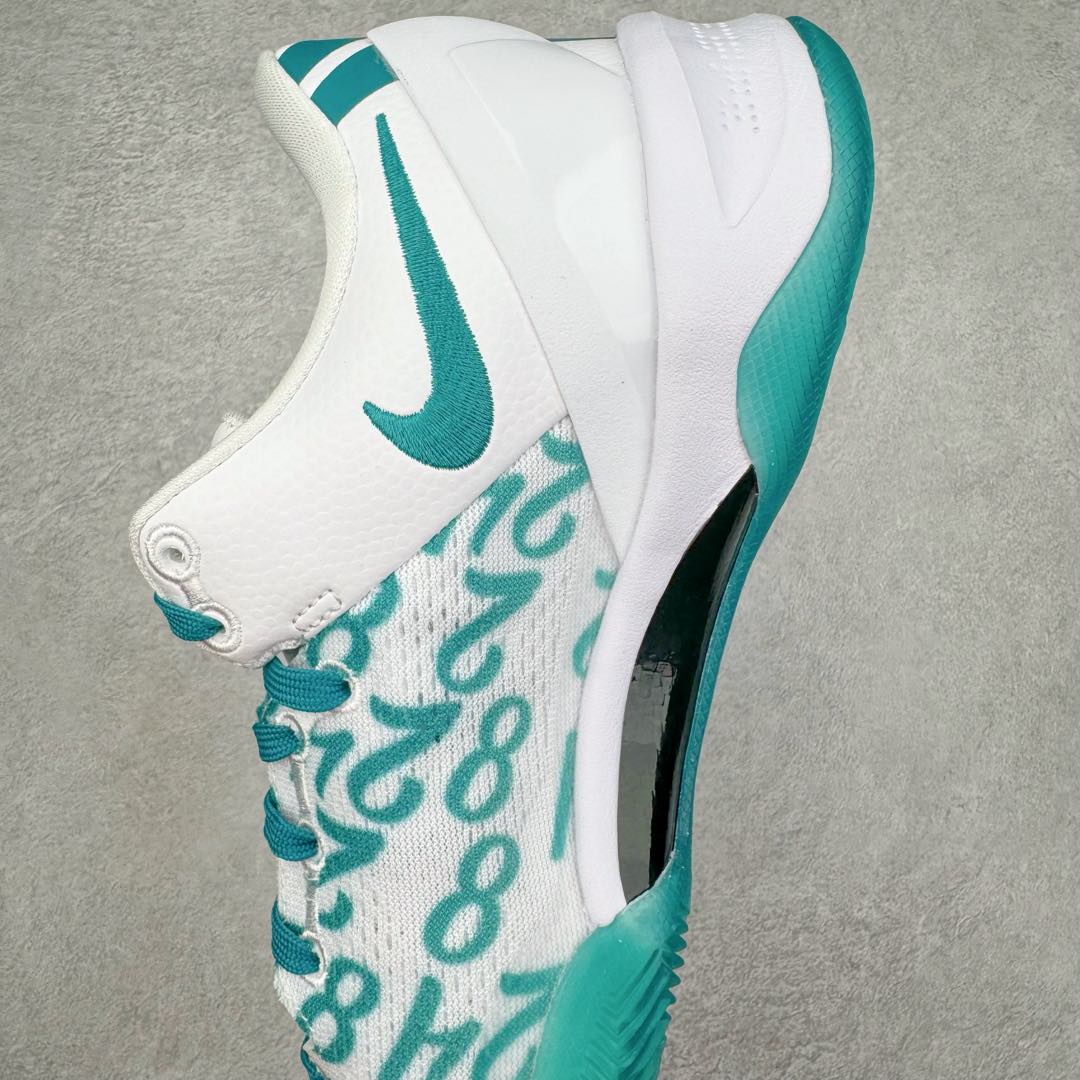 图片[7]-＃灭世海外版 NK Zoom Kobe Ⅷ System 科比8代复刻实战运动低帮文化篮球鞋 白绿 FQ3549-101 纯原海外版气垫品质吊打各路纯原 气压➕耐久双重保障 前掌ZOOM TURBO➕后掌马蹄Zoom 后掌澎湃脚感无出其右 全套冲刀改版 鞋型还原度95% 宽脚选手必入货品 鞋头2.5mm上翘空间 不挤脚 完美释放脚趾活动空间 正码正拍 脚型适配性 市场最强没有之一 鞋面工艺全新升级 100%对标正品 原厂聚氨酯蛇鳞 珠光密度同步正品 Swoosh喷漆工艺 还原度接近100% 全新后跟TPU模具 正确S型弧度 区分市场纯原（市场纯原采用公版模具 后跟TPU几乎无弧度）国产天花板橡胶配方 抓地力爆炸 海外口碑炸裂 鞋舌LOGO正确内嵌压印 原厂碳板 正确原盒 厚积薄发 王者归来 拒绝杀猪 拒绝套路 灭世纯原海外版科比系列 致力打造实战第一标杆 尺码：39-47.5 全新模具 正码正拍-选品中心