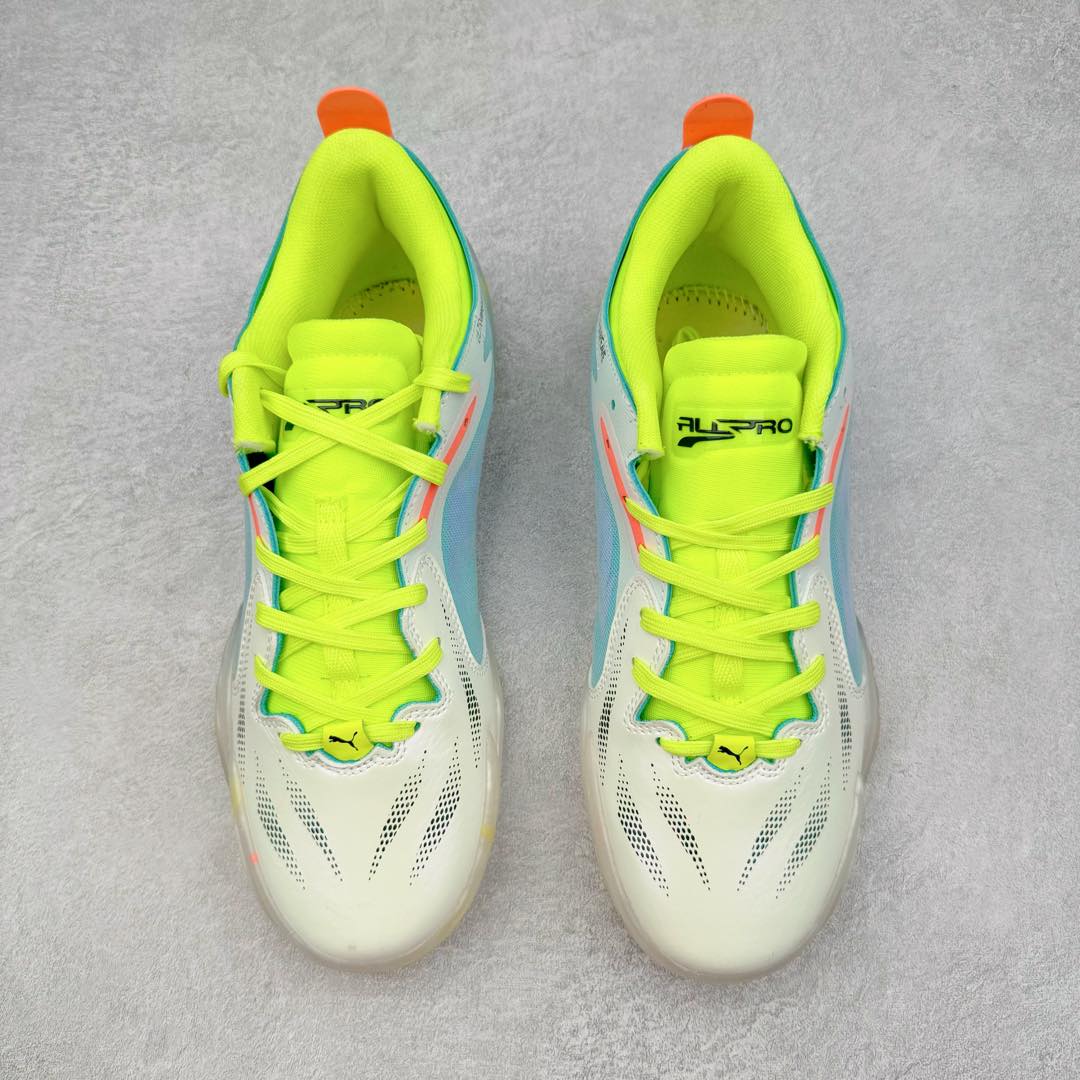 图片[2]-＃K版纯原 PUMA All-Pro Nitro 彪马舒适耐磨低帮实战篮球鞋 鞋身材质运用轻质皮革、ULTRAWEAVE 高强度超轻工程编织网面与热熔材料共同构建。针对双脚的不同区域，科学合理的提供包裹、透气、轻量化的多项职责。造型方面给人以犀利凶猛的感觉。液态金属质感的轻质柔软皮革，搭配 ULTRAWEAVE 的动态织物区域，整双鞋的质感层次特别高级。既营造出动感写意的视觉轮廓，又释放出梦幻前卫的战斗气息，颜值绝对是当下球鞋圈 T0 级别的存在！科技方面，融合 PUMA 当前各类最尖端科技，更是「ELITE 精英版」的精华所在！作为 PUMA 首双搭载内嵌式可置换中底的篮球战靴，将 NITRO™ SQD FOAM 分区密度科技与下方 PWRPLATE 前叉形碳纤维板相结合。尺码：40 40.5 41 42 42.5 43 44 44.5 45 46-选品中心