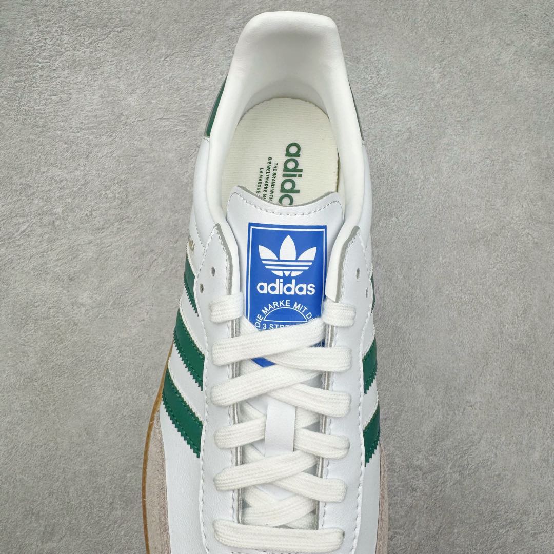图片[5]-＃M版纯原福利 AD Original Samba OG 复古经典轻便板鞋 白绿 IE3437 原装头层牛皮加持 正确烫金高频细节 原装纳米超迁皮料 独家私模橡胶大底 原盒原配 正确黑色中底布 这款桑巴鞋展示了高质量的工艺 带有装饰的超锁缝制和无缝的手感 柔软、柔软的皮革造型和标志性的3条纹完成了精致的外观 正规合身鞋带 鞋面上有绒面鞋垫 橡胶鞋底 享受正畸套筒软感 自50年代首次亮相以来就一直在赢得粉丝的青睐 尺码：36 36.5 37.5 38 38.5 39 40 40.5 41 42 42.5 43 44 44.5 45-选品中心
