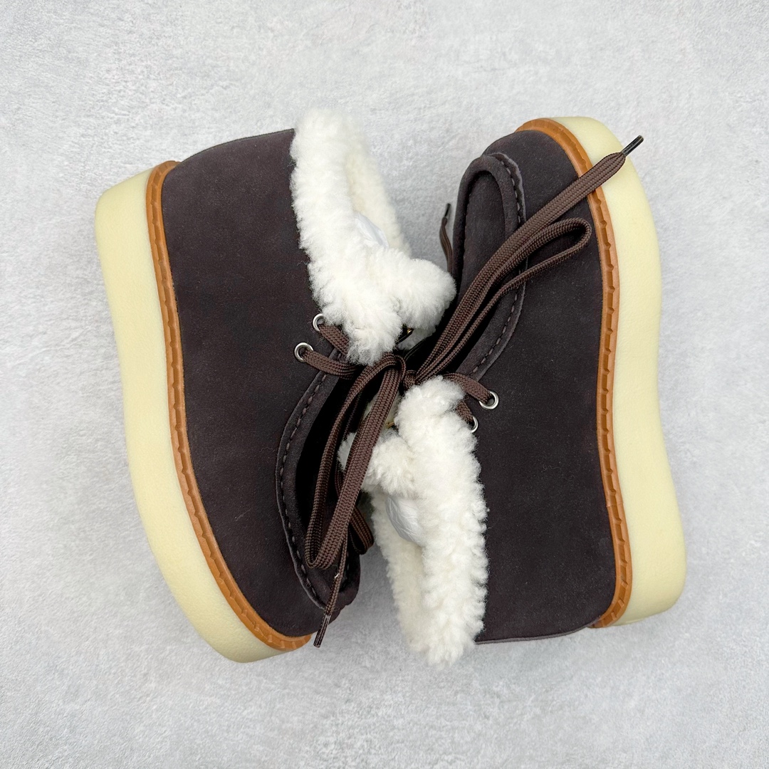 图片[3]-PRADA 普拉达24秋冬新款三角标羊毛鞋厚底靴雪地靴 材质细节可对比原版 市面普通版本区分 鞋面：双色擦色牛绒真 内里：羊羔毛 大底：原版大底 尺码：35 36 37 38 39-选品中心