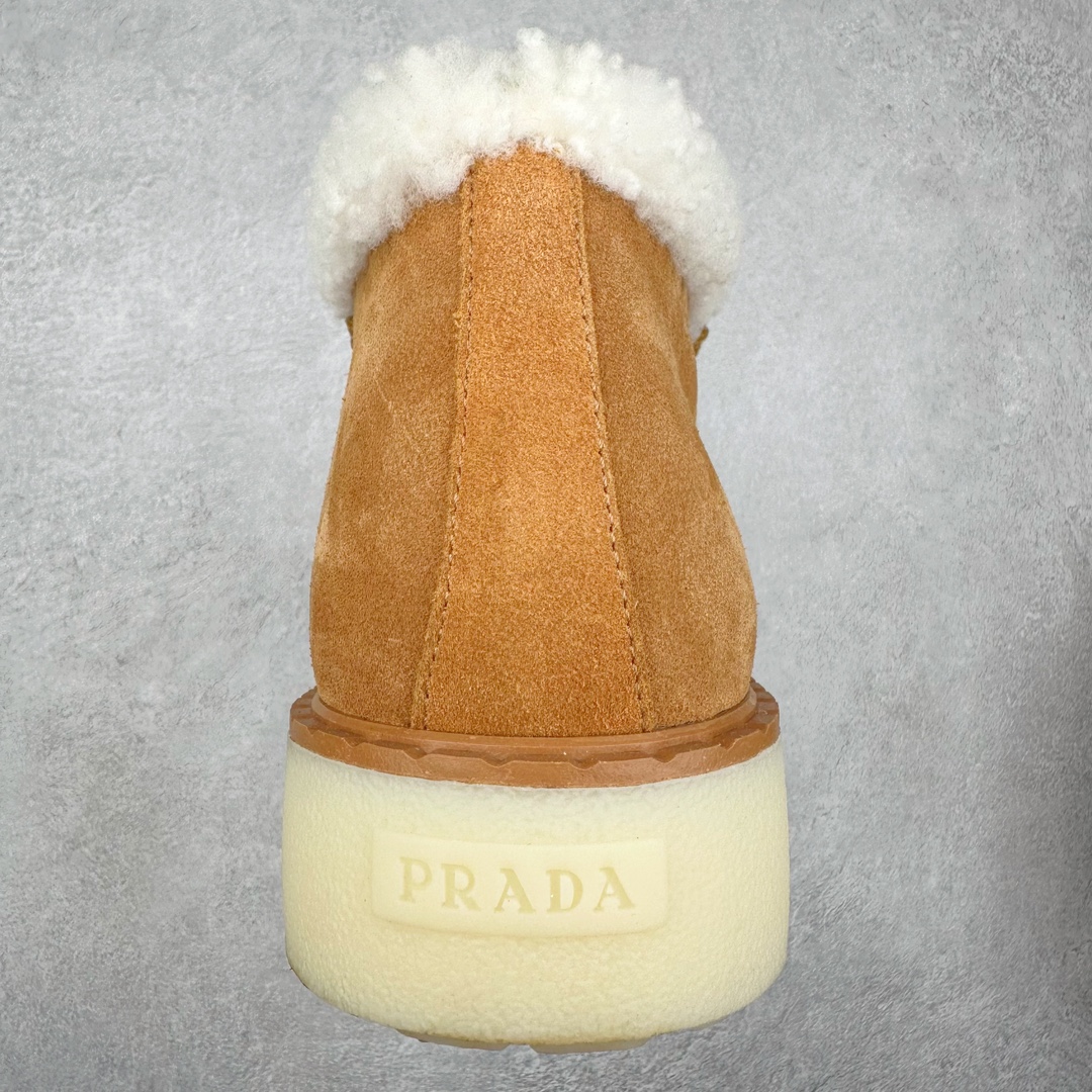 图片[8]-PRADA 普拉达24秋冬新款三角标羊毛鞋厚底靴雪地靴 材质细节可对比原版 市面普通版本区分 鞋面：双色擦色牛绒真 内里：羊羔毛 大底：原版大底 尺码：35 36 37 38 39-选品中心