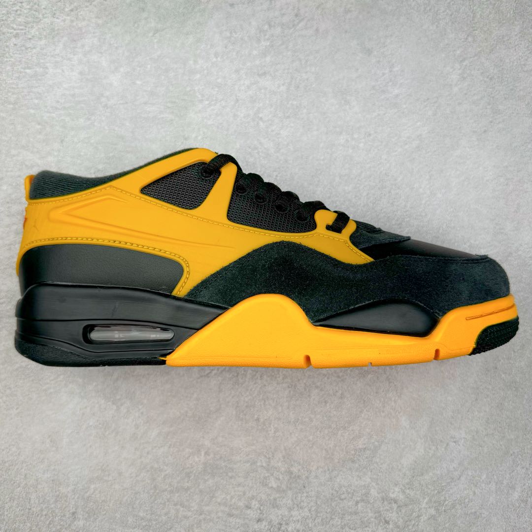 ＃KZ纯原 Air Jordan AJ4 RM 重制版低帮复古篮球鞋 黑黄 FQ7939-007 亲自操刀耗时半年巨作 全套原纸板楦头开发 确保原汁原味 完美呈现版型 一比一鞋头弧度高度鞋身弧度 原厂TPU 正确内里网布 菱角分明不变形无多余毛边 柔软性质感一致于原鞋 原厂织唛标 原厂飞人电绣工艺 尾指中部跳三针 独家绑鞋带手法 印刷中底布 四线拉帮 米色美纹纸贴合固定 进口港宝加持 后跟自然饱满 全鞋荧光划线卡点 追求极致完美 每一双都是工艺品 多重QC质检 超越公司货的品控标准 实实在在的免检产品 采用了低帮的设计 并保留了众多AJ4的经典元素 鞋身以皮革、麂皮材质拼接打造 AJ4经典的TPU材质延伸至后跟 增强鞋款稳定性 而鞋身侧面的网格设计则被取消 尾部的NIKE AIR标志也得到保留 并同时带有飞人logo 中底部分同样搭载了可视AIR气垫 鞋底采用米白色中底和外底呈现 为整个设计收尾 尺码：36 36.5 37.5 38 38.5 39 40 40.5 41 42 42.5 43 44 44.5 45 46 47.5-选品中心