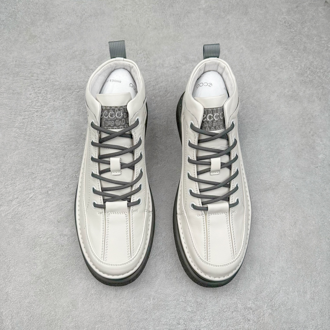 图片[2]-ECCO爱步中高帮男鞋 热门销售款式 城市休闲系列 气质百搭潮酷板鞋 精选牛皮面料 现代品质鞋面设计 纹理自然，细腻柔软 具有良好透气性 舒适保暖 侧前独有LOGO设计 双层牛皮鞋边 坚韧鞋线车边 经典潮流 全新轻量发泡底材与橡胶大底结合 脚感轻盈柔韧 防滑耐磨 抓地力强 时尚潮流休闲 随想假日 尺码：38 39 40 41 42 43 44 皮鞋码-选品中心