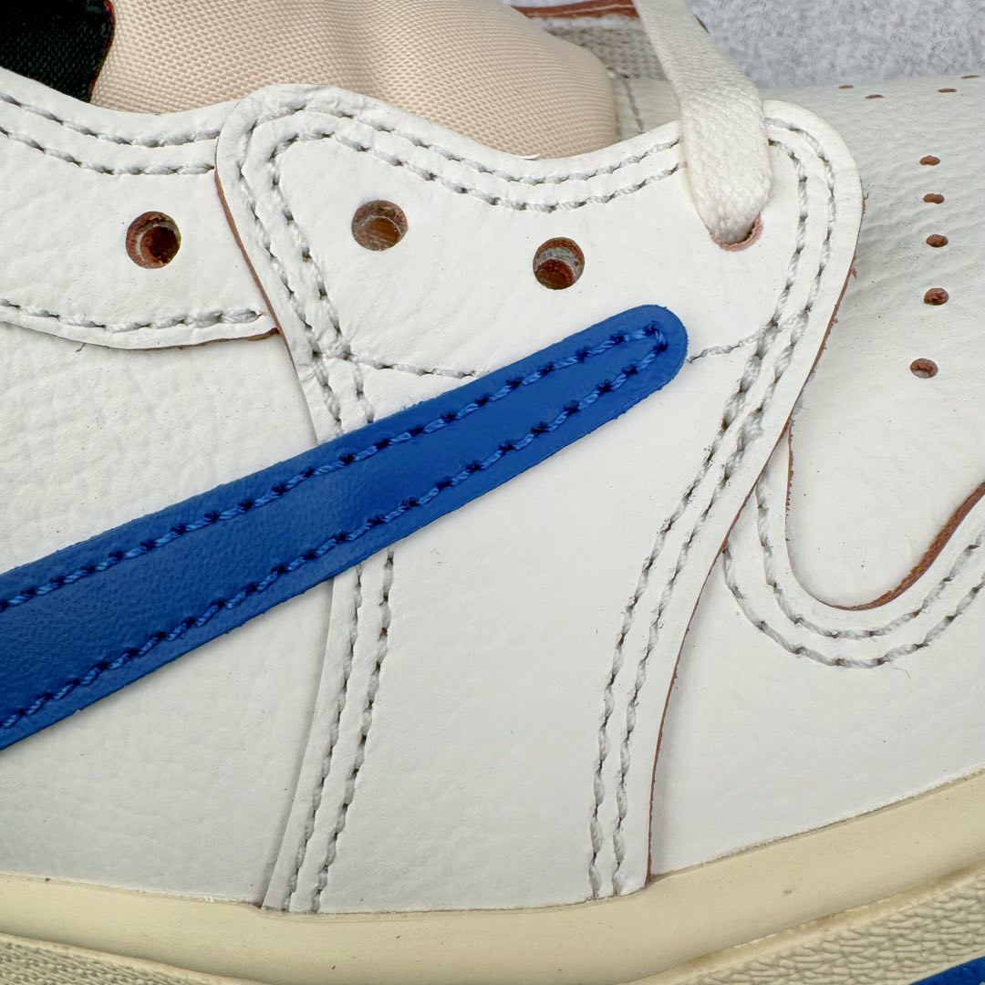 图片[21]-＃FK纯原 Travis Scott x Air Jordan AJ1 Low OG SP TS联名倒钩低帮 白蓝 DM7866-104 外贸高端零售特供批次 产品品控稳定性领先行业 各方面均可对飙L版 良心定价不杀猪 原厂全套原楦原纸板冲刀磨具开发 原厂皮料加持 原厂港宝加持定型后跟R度完美 同源原厂电绣 鬼脸飞翼针数密度立体效果一致 百分百一致原鞋 原厂拉帮工艺 针距密度一致 后跟弧度收口自然不对折 极致一眼正品既视感 进口玻璃冲刀皮料裁剪零毛边 全鞋电脑针车工艺 品控清洁度最高QC检验标准 免检产品 原厂订购鞋盒、鞋标、防尘纸、鞋撑、鞋带 追求极致的原厂味道 尺码：36 36.5 37.5 38 38.5 39 40 40.5 41 42 42.5 43 44 44.5 45 46 47.5 48.5-选品中心