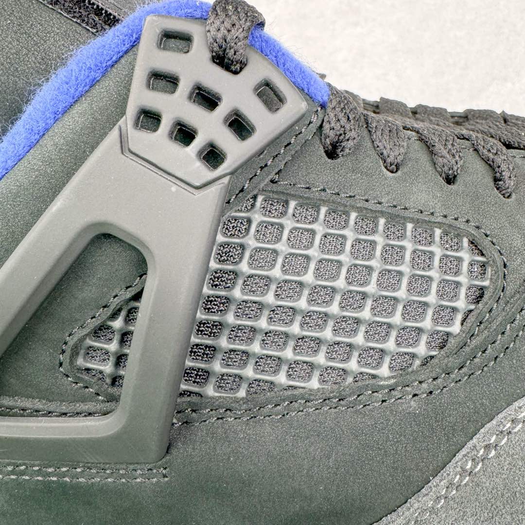 图片[15]-＃PK纯原 Air Jordan AJ4 Rare Air Laser 黑蓝红 FV5029-003 全套原纸板楦头开发 原厂特供皮料加持 确保原汁原味 完美呈现四代版型 一比一鞋头弧度高度鞋身弧度 数据细节工艺流程均保持原鞋一致 原厂TPU网格鞋带扣 正确内里网布 菱角分明不变形无多余毛边 柔软性质感一致于原鞋 原厂织唛标 原厂飞人电绣工艺 尾指中部跳三针 独家绑鞋带手法 印刷中底布 四线拉帮 米色美纹纸贴合固定 进口港宝加持 后跟自然饱满 全鞋荧光划线卡点 追求极致完美 每一双都是工艺品 多重QC质检 超越公司货的品控标准 实实在在的免检产品 尺码：40 40.5 41 42 42.5 43 44 44.5 45 46 47.5-选品中心