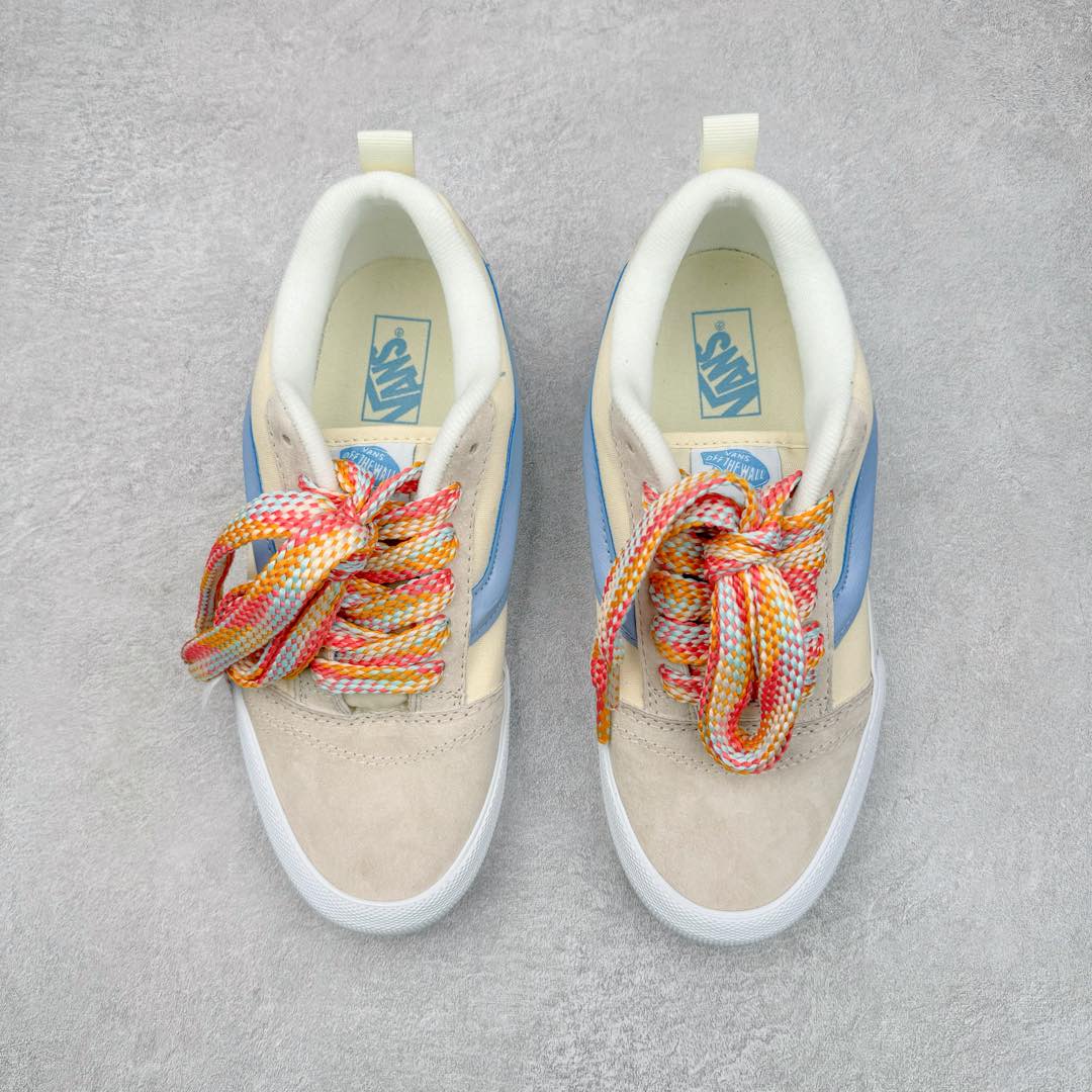 图片[2]-Vans Knu Skool 米白蓝 官方新配色 肥胖版立体大Logo 加厚鞋舌 低帮复古休闲硫化面包鞋 货号：VN000D22ZCF 尺码：35 36 36.5 37 38 38.5 39 40 40.5 41 42 42.5 43 44 45 工艺：硫化1：1（重量1：1、真标、原钢印、材质标、鞋型标、合格证）-选品中心