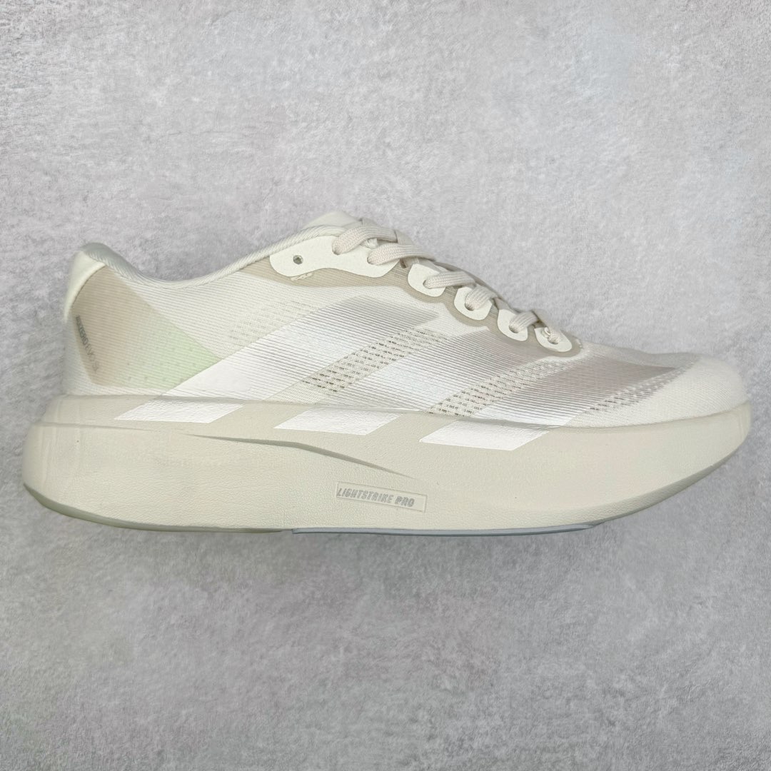 AD Adizero Eva SL M 零度进化版系列低帮轻便透气竞速休闲运动慢跑鞋 JR3418 相信大家对去年 adidas 横空出世的「顶级超跑」adiZero Adios Pro EVO 1 记忆犹新！不仅登顶阿迪史上最轻跑鞋宝座，更在接下来的全球马拉松赛事中，持续书写着惊人成绩，被网友戏称新一代「阿迪神鞋」全网刷屏！极简设计语言与强烈速度感和存在感的鞋侧三线，让人过目不忘，特别种草！其中定位于中长跑训练的 adidas Adizero Evo SL，整体外观造型与 adiZero Adios Pro EVO 1 非常相似。中底配置方面搭载全掌 Lightstrike Pro，鞋面采用透气网面示人，契合日常训练鞋的定位，更加耐用。外底给到了马牌橡胶，及类似上代竞速旗舰 adidas Adizero Adios Pro 3 区域分布。整体看下来无论是外观的鲜明辨识度，还是配置的扎实程度都很顶。尺码：36 36⅔ 37⅓ 38 38⅔ 39⅓ 40 40⅔ 41⅓ 42 42⅔ 43⅓ 44 45-选品中心