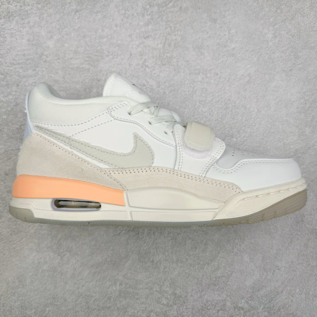 Air Jordan Legacy AJ312 低帮 HF3182-100 鞋身采用了皮革材质打造 横跨鞋面的魔术贴十分吸睛 侧面的Swoosh Logo的一部分被鞋面遮挡了一部分 颇具玩味 魔术贴上标有NK标识 而鞋舌上是Jordan的经典飞翼Logo 后跟和鞋底均采用了Air Jordan 3 的设计 后跟上同样也使用了经典的爆裂纹图案 尺码：36 36.5 37.5 38 38.5 39 40 40.5 41 42 42.5 43 44 44.5 45 46 47.5-选品中心