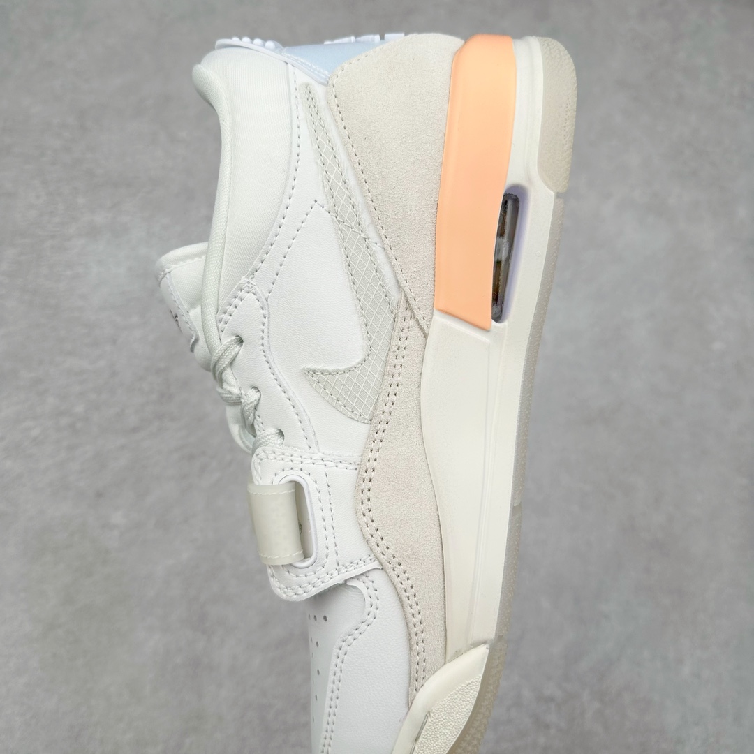 图片[7]-Air Jordan Legacy AJ312 低帮 HF3182-100 鞋身采用了皮革材质打造 横跨鞋面的魔术贴十分吸睛 侧面的Swoosh Logo的一部分被鞋面遮挡了一部分 颇具玩味 魔术贴上标有NK标识 而鞋舌上是Jordan的经典飞翼Logo 后跟和鞋底均采用了Air Jordan 3 的设计 后跟上同样也使用了经典的爆裂纹图案 尺码：36 36.5 37.5 38 38.5 39 40 40.5 41 42 42.5 43 44 44.5 45 46 47.5-选品中心