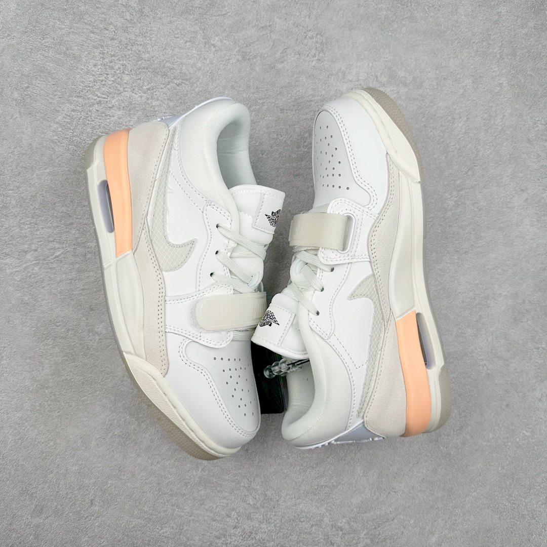 图片[3]-Air Jordan Legacy AJ312 低帮 HF3182-100 鞋身采用了皮革材质打造 横跨鞋面的魔术贴十分吸睛 侧面的Swoosh Logo的一部分被鞋面遮挡了一部分 颇具玩味 魔术贴上标有NK标识 而鞋舌上是Jordan的经典飞翼Logo 后跟和鞋底均采用了Air Jordan 3 的设计 后跟上同样也使用了经典的爆裂纹图案 尺码：36 36.5 37.5 38 38.5 39 40 40.5 41 42 42.5 43 44 44.5 45 46 47.5-选品中心