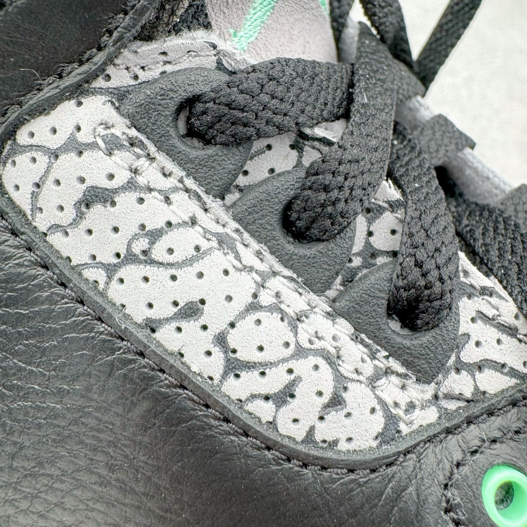 图片[15]-＃Lw纯原 Air Jordan AJ3 Retro 黑蒂芙尼绿 CT8532-031 圈内最强三代系列 匠心打造 开发时长超过半年 目前可过各类鉴定或无法鉴定 裸鞋随便操作 全套原纸板楦头开发 原厂大底磨具加持立体防滑纹理 原装可视Air Sole气垫 原汁原味最完美的三代版型 唯一正确鞋头趴度弧度高度鞋身腰线 原厂TPU彩虹扎染后跟饰片 正确内里反口里网布 皮料菱角分明不变形无多余毛边 广东原厂zp同批次手工大底描漆拉丝 市场唯一原厂鞋扣模具 原厂织唛标 原厂飞人电绣工艺 尾指中部跳三针 独家绑鞋带手法 印刷中底布 四线拉帮 米色美纹纸贴合固定 进口港宝加持 后跟自然饱满 全鞋荧光划线卡点 追求极致完美 每一双都是工艺品 多重QC质检 超越公司货的品控标准 实实在在的免检产品 尺码：36 36.5 37.5 38 38.5 39 40 40.5 41 42 42.5 43 44 44.5 45 45.5 46 47.5 48.5-选品中心
