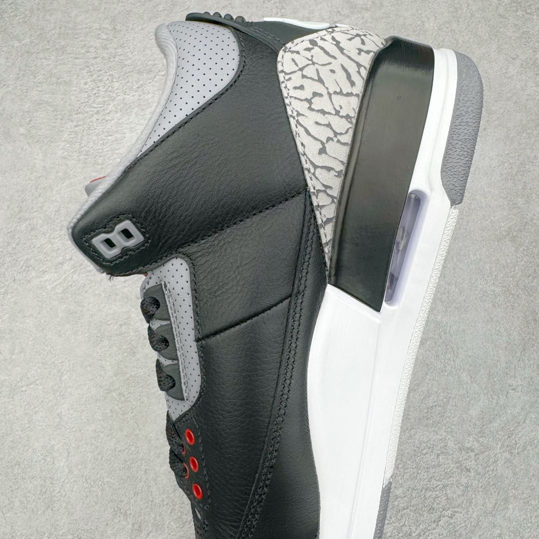 图片[7]-＃Lw纯原 Air Jordan AJ3 Retro 复刻黑水泥 DN3707-010 圈内最强三代系列 匠心打造 开发时长超过半年 目前可过各类鉴定或无法鉴定 裸鞋随便操作 全套原纸板楦头开发 原厂大底磨具加持立体防滑纹理 原装可视Air Sole气垫 原汁原味最完美的三代版型 唯一正确鞋头趴度弧度高度鞋身腰线 原厂TPU彩虹扎染后跟饰片 正确内里反口里网布 皮料菱角分明不变形无多余毛边 广东原厂zp同批次手工大底描漆拉丝 市场唯一原厂鞋扣模具 原厂织唛标 原厂飞人电绣工艺 尾指中部跳三针 独家绑鞋带手法 印刷中底布 四线拉帮 米色美纹纸贴合固定 进口港宝加持 后跟自然饱满 全鞋荧光划线卡点 追求极致完美 每一双都是工艺品 多重QC质检 超越公司货的品控标准 实实在在的免检产品 尺码：36 36.5 37.5 38 38.5 39 40 40.5 41 42 42.5 43 44 44.5 45 45.5 46 47.5 48.5-选品中心