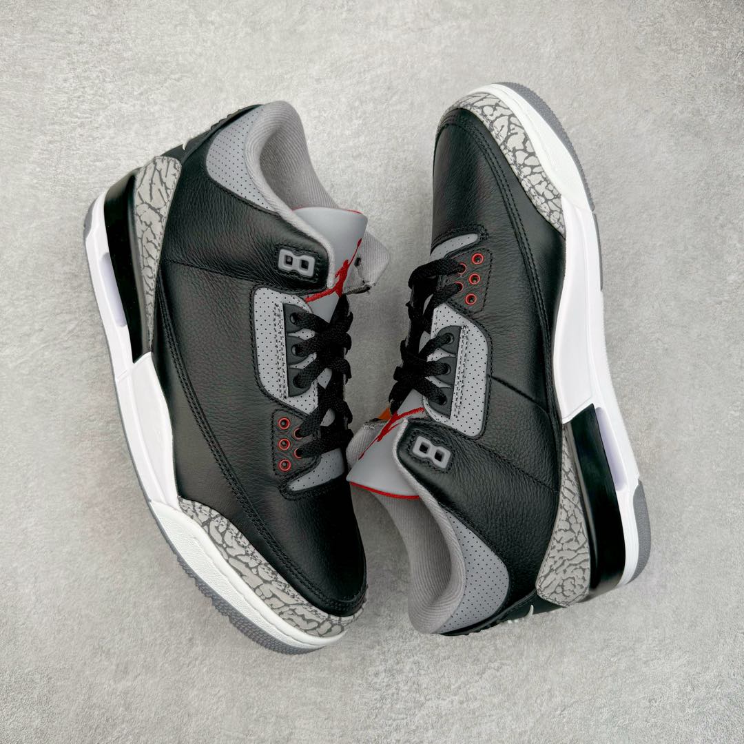 图片[3]-＃Lw纯原 Air Jordan AJ3 Retro 复刻黑水泥 DN3707-010 圈内最强三代系列 匠心打造 开发时长超过半年 目前可过各类鉴定或无法鉴定 裸鞋随便操作 全套原纸板楦头开发 原厂大底磨具加持立体防滑纹理 原装可视Air Sole气垫 原汁原味最完美的三代版型 唯一正确鞋头趴度弧度高度鞋身腰线 原厂TPU彩虹扎染后跟饰片 正确内里反口里网布 皮料菱角分明不变形无多余毛边 广东原厂zp同批次手工大底描漆拉丝 市场唯一原厂鞋扣模具 原厂织唛标 原厂飞人电绣工艺 尾指中部跳三针 独家绑鞋带手法 印刷中底布 四线拉帮 米色美纹纸贴合固定 进口港宝加持 后跟自然饱满 全鞋荧光划线卡点 追求极致完美 每一双都是工艺品 多重QC质检 超越公司货的品控标准 实实在在的免检产品 尺码：36 36.5 37.5 38 38.5 39 40 40.5 41 42 42.5 43 44 44.5 45 45.5 46 47.5 48.5-选品中心