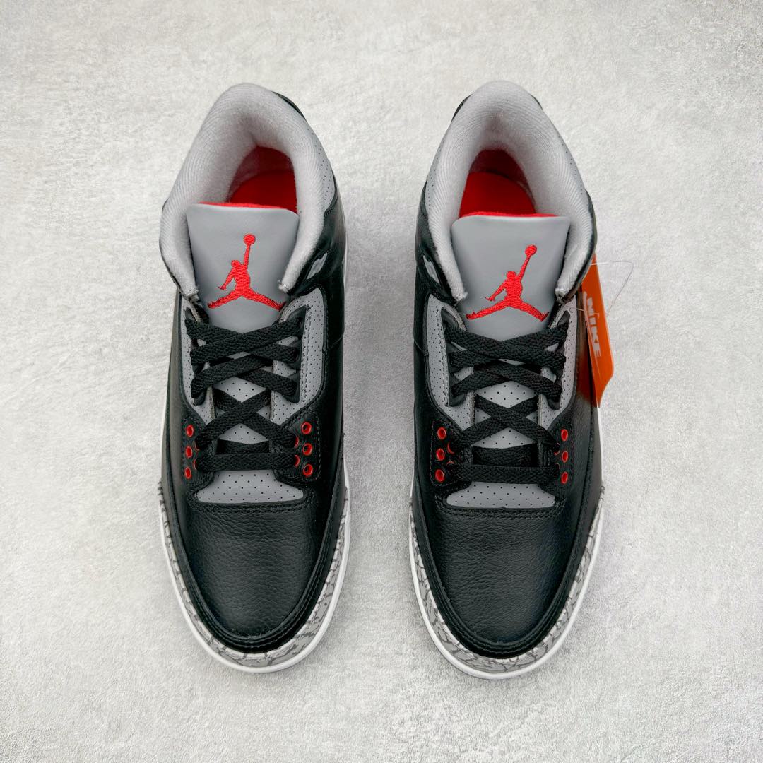 图片[2]-＃Lw纯原 Air Jordan AJ3 Retro 复刻黑水泥 DN3707-010 圈内最强三代系列 匠心打造 开发时长超过半年 目前可过各类鉴定或无法鉴定 裸鞋随便操作 全套原纸板楦头开发 原厂大底磨具加持立体防滑纹理 原装可视Air Sole气垫 原汁原味最完美的三代版型 唯一正确鞋头趴度弧度高度鞋身腰线 原厂TPU彩虹扎染后跟饰片 正确内里反口里网布 皮料菱角分明不变形无多余毛边 广东原厂zp同批次手工大底描漆拉丝 市场唯一原厂鞋扣模具 原厂织唛标 原厂飞人电绣工艺 尾指中部跳三针 独家绑鞋带手法 印刷中底布 四线拉帮 米色美纹纸贴合固定 进口港宝加持 后跟自然饱满 全鞋荧光划线卡点 追求极致完美 每一双都是工艺品 多重QC质检 超越公司货的品控标准 实实在在的免检产品 尺码：36 36.5 37.5 38 38.5 39 40 40.5 41 42 42.5 43 44 44.5 45 45.5 46 47.5 48.5-选品中心