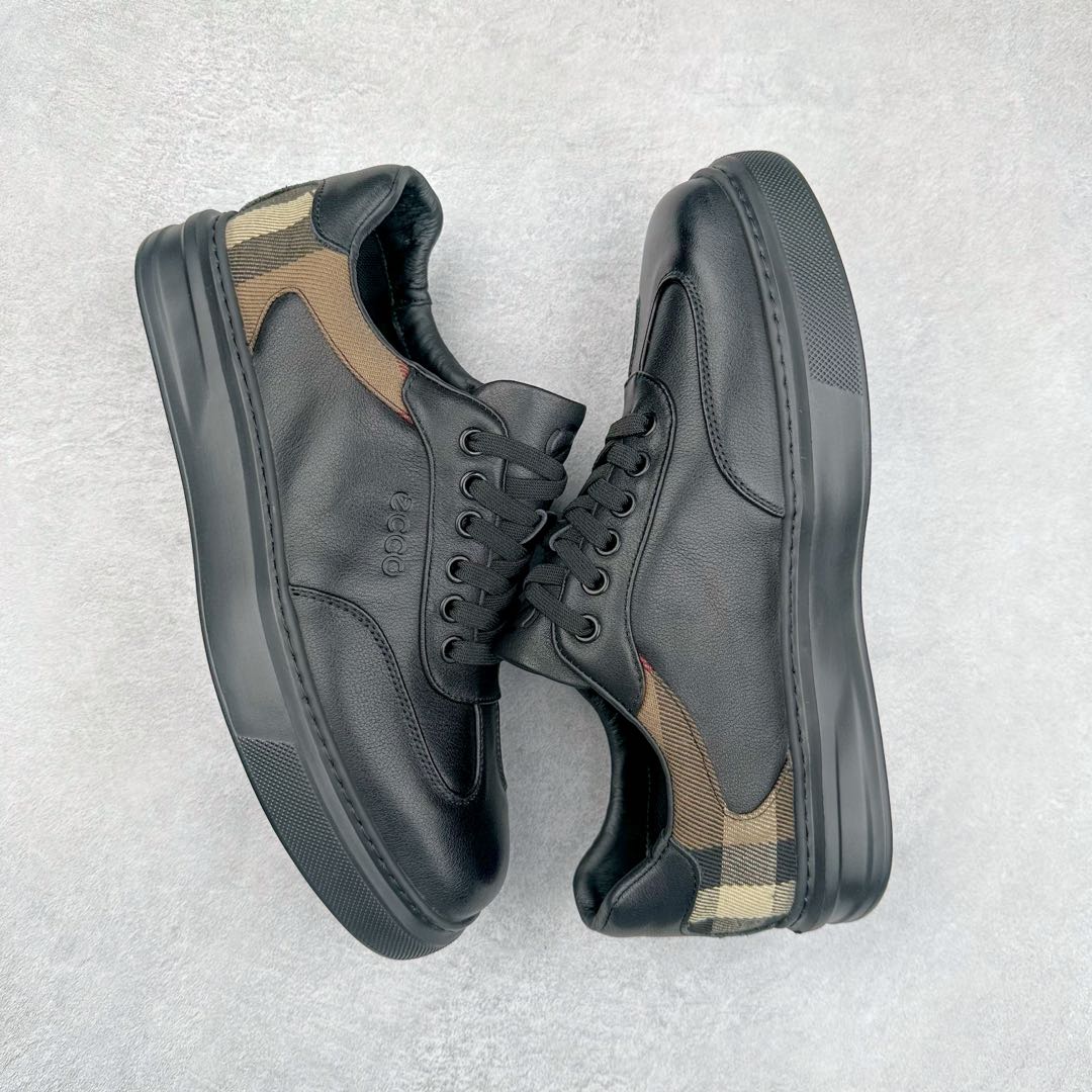 图片[3]-Ecco爱步潮流男鞋 男子德训鞋 格子布拼接休闲板鞋 百搭简约时尚出街户外鞋 柔酷零点系列 牛皮与牛皮剖层拼接鞋面 纹理自然 时尚个性 细腻柔软 出街有型 简约系带设计 可自由调节松紧 贴合脚型 PU中底，橡胶大底 轻盈柔韧 抓地力强 具有良好的防滑耐磨性 舒适耐穿 休闲百搭 简约利落 尺码：38 39 40 41 42 43 44（皮鞋码）-选品中心