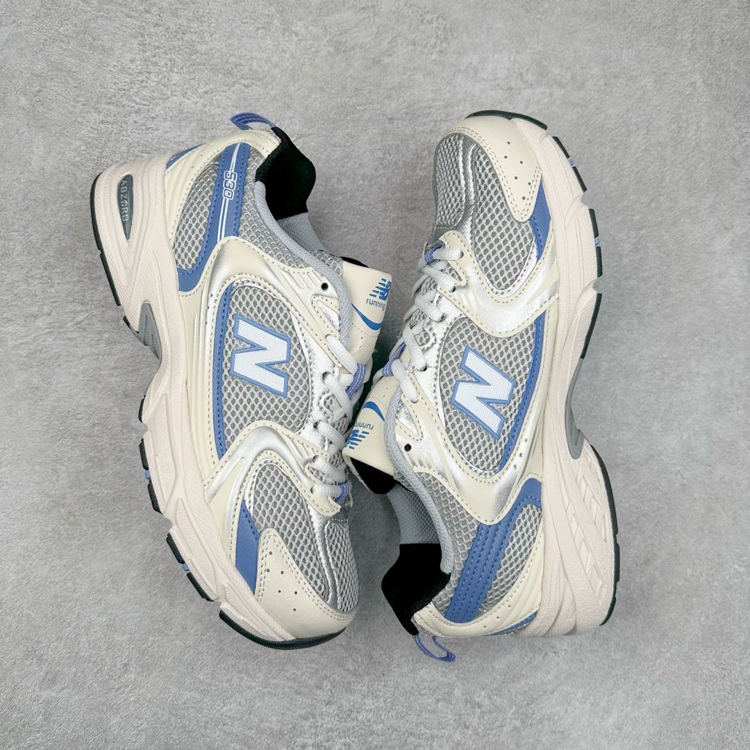 图片[3]-New Balance NB530 新百伦复古透气跑步鞋 抛弃过往以皮革为主的人气轮廓 以极具复古风范的跑鞋外观呈现 设计上全鞋以简约清爽的纯白色作基底 鞋身覆盖大面积织物网眼材质 并于鞋头、鞋带孔眼片等细节处点缀对比鲜明的反光银镀层凸显 鞋舌、侧身等位置则辅以一贯的「N」字标志和品牌徽标彰显身份 最后通过搭载的 ABZORB 缓震中底完善整体造型 尺码：36 37 37.5 38 38.5 39 40 40.5 41 42 42.5 43 44 45-选品中心