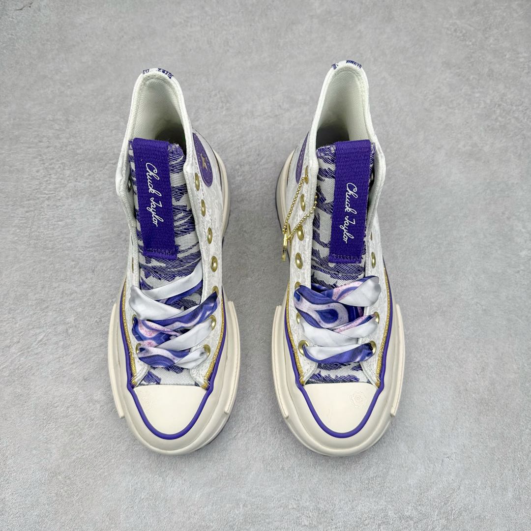 图片[2]-（配件丢失扣20） 紫气东来 紫定多金 💜 蛇年限定 厚底夹心高帮 Converse Run Star Legacy CX 隆重中国年，必须来点高规格 紫气东来，目带不凡气场 从中国美学汲取灵感 贵气优雅紫，演绎古典韵味的青花瓷纹理發 搭配纺织织物材质的帮面，打造细腻触感世自带星星硬币链条元素，寓意星运与你相随，倾注美好祈愿 致意农历新年 厚底设计助你蛇年高调出场 货号：A13350C 尺码：35 36 36.5 37 37.5 38 39 39.5 40 41 41.5 42 42.5 43 44-选品中心