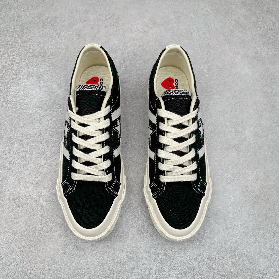 图片[2]-CDG x Converse One Star Academy Pro 川久保玲联名 黑白双杠一星联名复古休闲板鞋 匡威官方全新联名款 当经典“爱心眼”Logo巧妙融入One Star标志性的星标和双杠设计中 “心动”指数再次升级 搭载CX发泡鞋垫 真标硫化工艺 双层围条夹布防开胶工艺 内嵌EVA缓震鞋底装置 货号：A09870C 黑色 货号：A09878C 白色 尺码：35 36 36.5 37 37.5 38 39.5 40 41 41.5 42 42.5 43 44-选品中心
