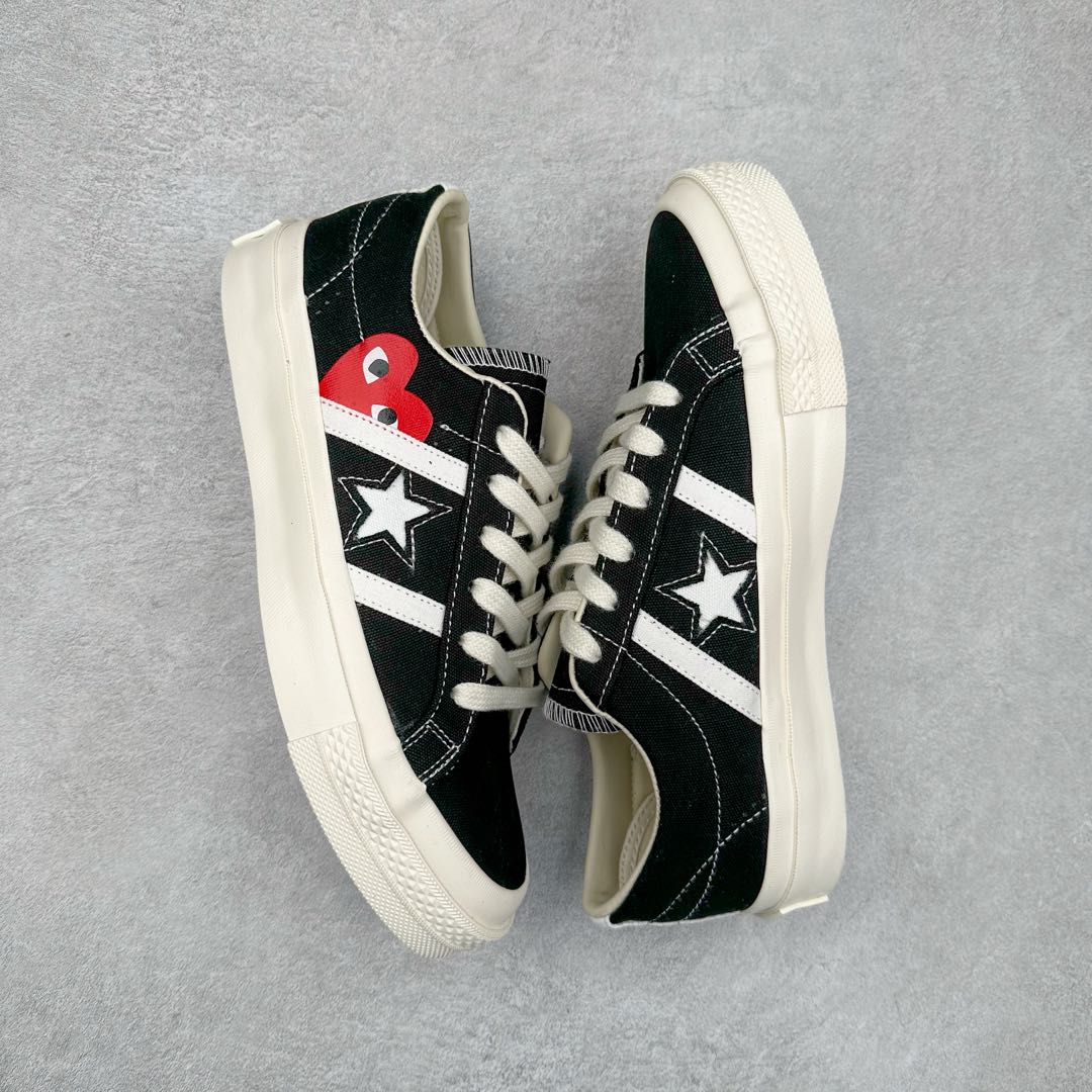 图片[3]-CDG x Converse One Star Academy Pro 川久保玲联名 黑白双杠一星联名复古休闲板鞋 匡威官方全新联名款 当经典“爱心眼”Logo巧妙融入One Star标志性的星标和双杠设计中 “心动”指数再次升级 搭载CX发泡鞋垫 真标硫化工艺 双层围条夹布防开胶工艺 内嵌EVA缓震鞋底装置 货号：A09870C 黑色 货号：A09878C 白色 尺码：35 36 36.5 37 37.5 38 39.5 40 41 41.5 42 42.5 43 44-选品中心