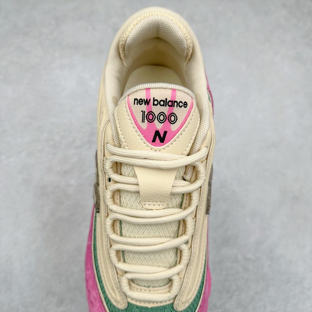 图片[5]-New Balance M1000 NB新百伦系列低帮复古老爹风休闲运动慢跑鞋 据悉，New Balance的复古鞋型M1000系列将在2024年正式回归。而自家美产创意总监Teddy Santis的AIMÉ LEON DORE也将率先推出联名1000撑撑场子，鞋款预计将在今年正式发布。New Balance1000系列作为NB最高端的鞋型，诞生于1999年，一度成为当年的热门鞋型，神似Nike Air Max95，现在看来也是一双符合潮流趋势的复古老爹鞋型。此番Teddy Santis亲自操刀，将丰富的配色和升级材质于复古的1000鞋型结合，鞋身采用米色、绿色和粉色的搭配。\\\”N\\\”字Logo也以全新的设计呈现，以1000标志性的网布和皮革材质打造，带来全新的视觉体验。后续ALD和New Balance1000的联名还将推出纯白配色，具体颜值还要等更多实物图的释出。AIMÉ LEON DORE和New Balance的多次联名一直有着超高的人气，无论是550还是1906R都有着不低的溢价，预计此番颜值不错的全新1000也会有着较高的人气。尺码：36 37 37.5 38 38.5 39.5 40 40.5 41.5 42 42.5 43 44 44.5 45 45.5 46.5-选品中心