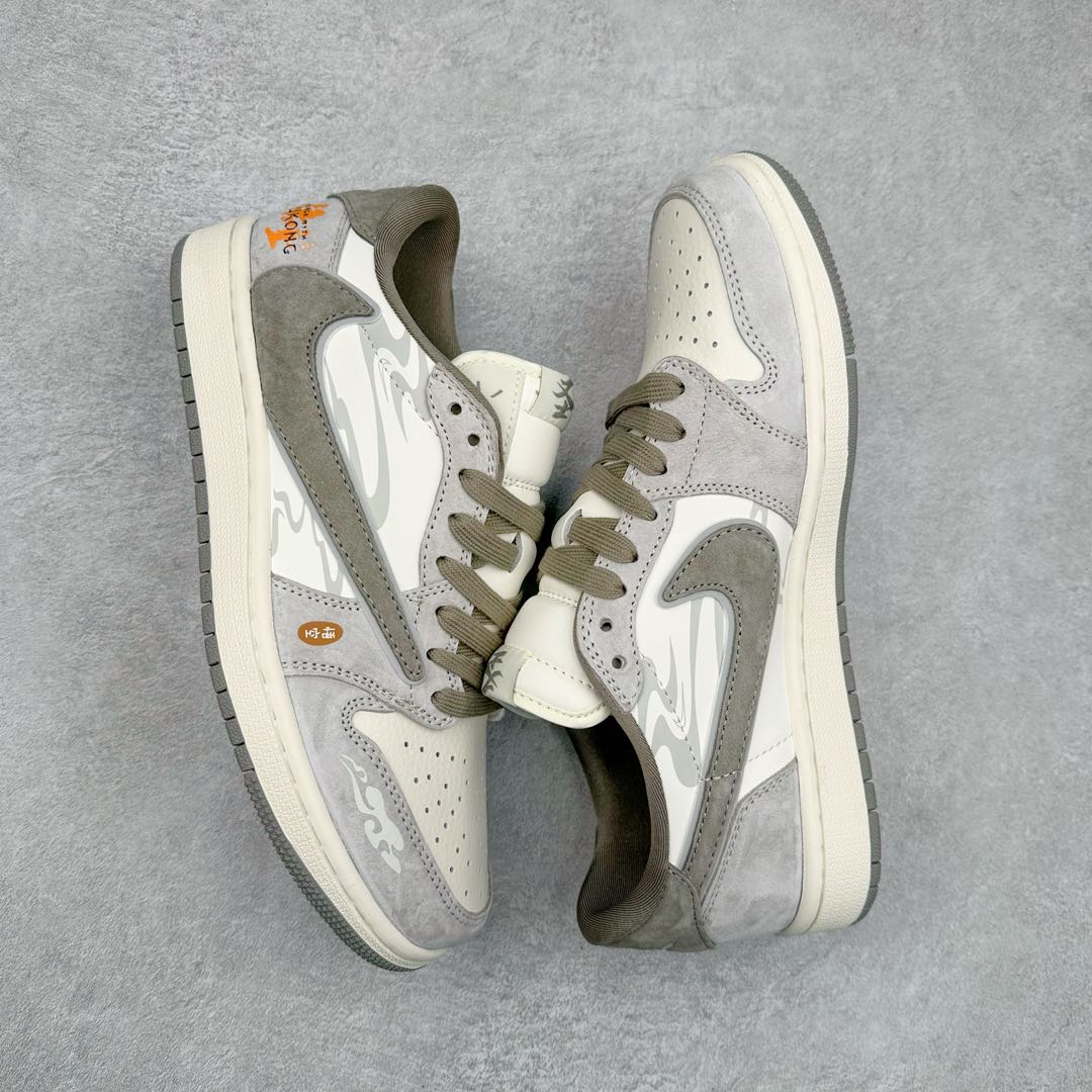 图片[3]-TS x Air Jordan AJ1 Low 倒钩低帮联名定制配色 DM6688-610 原厂内置气垫魔块 A模大底 头层小牛皮 鞋舌AJ原厂专用牛津布+AJ专用反口珍珠布+原厂无杂质高弹内里海棉+特殊封边弹力鞋带 尺码：36 36.5 37.5 38 38.5 39 40 40.5 41 42 42.5 43 44 44.5 45 46 47.5-选品中心