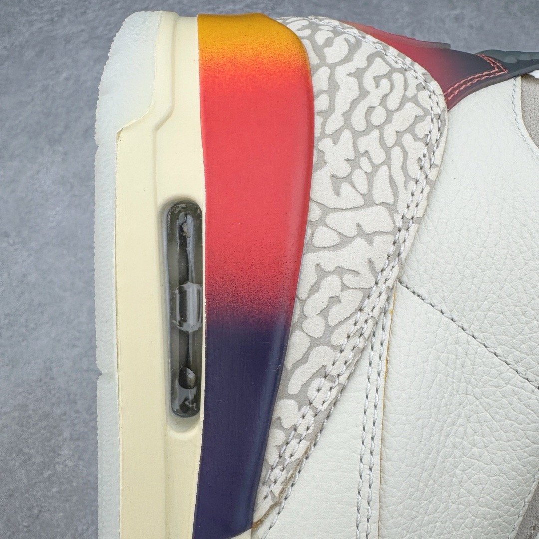 图片[10]-＃PK纯原 J Balvin x Air Jordan AJ3 联名白蓝红 彩虹渐变 FN0344-901 目前市场最推荐的产品 市场唯一正确批次 操刀耗时半年巨作 超合理的单价 拒绝高利润 全套原纸板楦头开发 原厂大底磨具加持立体防滑纹理 原装可视Air Sole气垫 原汁原味最完美的三代版型 唯一正确鞋头趴度弧度高度鞋身腰线 原厂TPU彩虹扎染后跟饰片 正确内里反口里网布 皮料菱角分明不变形无多余毛边 广东原厂zp同批次手工大底描漆拉丝 市场唯一原厂鞋扣模具 原厂织唛标 原厂飞人电绣工艺 尾指中部跳三针 独家绑鞋带手法 印刷中底布 四线拉帮 米色美纹纸贴合固定 进口港宝加持 后跟自然饱满 全鞋荧光划线卡点 追求极致完美 每一双都是工艺品 多重QC质检 超越公司货的品控标准 实实在在的免检产品 尺码：40 40.5 41 42 42.5 43 44 44.5 45 46 47.5 48.5-选品中心