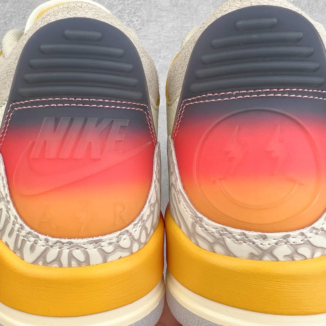 图片[11]-＃KZ神版 J Balvin x Air Jordan AJ3 联名白蓝红 彩虹渐变 FN0344-901 独家外贸特供尺码含45.5 48.5 国内外口碑最好最推荐的产品 市场中端王者 亲自操刀耗时半年巨作 全套原纸板楦头开发 原厂大底磨具加持立体防滑纹理 原装可视Air Sole气垫 原汁原味最完美的三代版型 唯一正确鞋头趴度弧度高度鞋身腰线 此版本只针对中端市场 皮料材质有所更替 其他数据细节工艺流程均保持一致 绝不口嗨 细节品控鞋型随意秒杀市面3XX 4XX 原厂TPU后跟饰片 正确内里反口里网布 皮料菱角分明不变形无多余毛边 正确手工大底描漆拉丝 市场唯一原厂鞋扣模具 原厂织唛标 原厂飞人电绣工艺 尾指中部跳三针 独家绑鞋带手法 印刷中底布 四线拉帮 米色美纹纸贴合固定 进口港宝加持 后跟自然饱满 全鞋荧光划线卡点 追求极致完美 每一双都是工艺品 多重QC质检 超越公司货的品控标准 实实在在的免检产品 尺码：40 40.5 41 42 42.5 43 44 44.5 45 45.5 46 47.5 48.5-选品中心