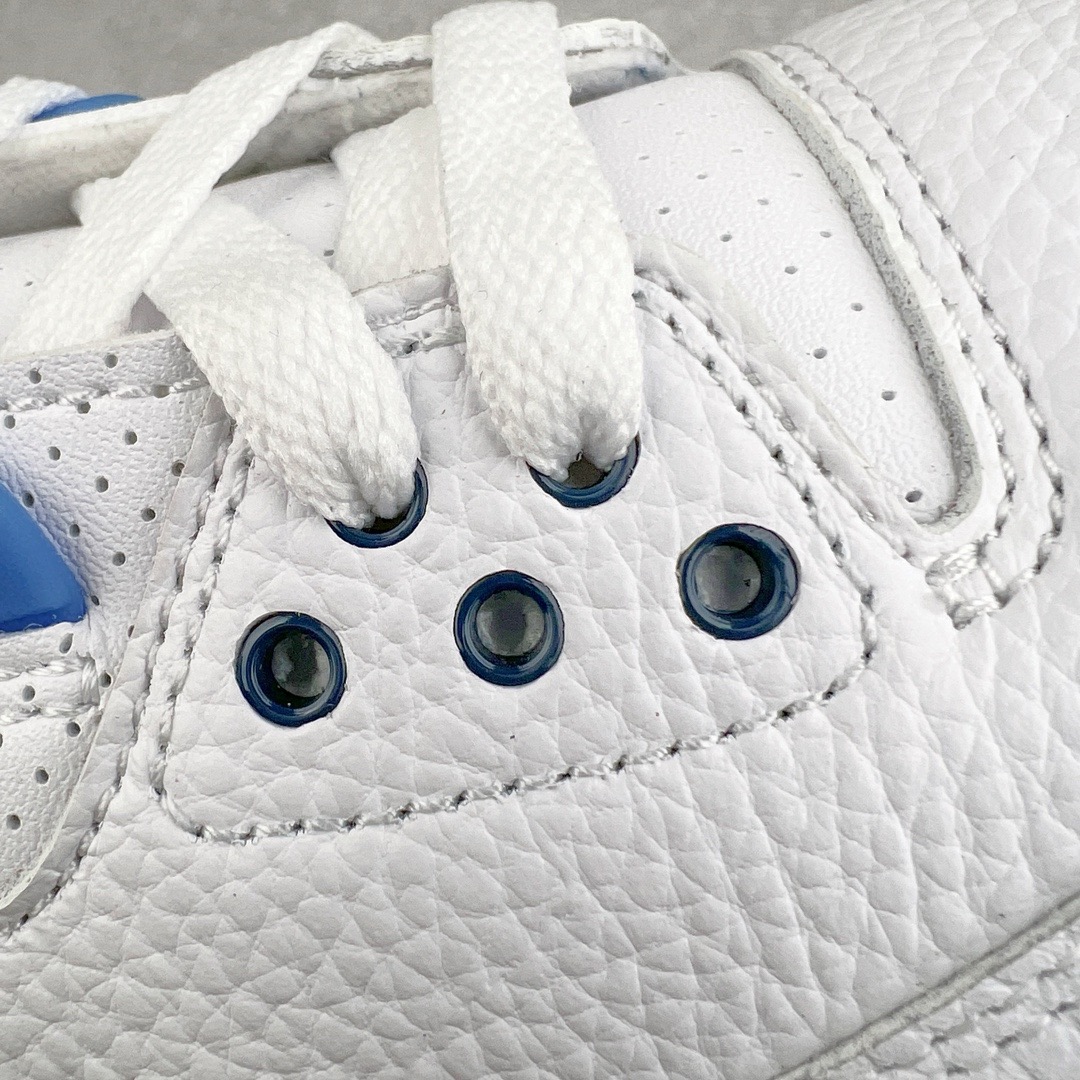 图片[14]-＃KZ神版 Air Jordan AJ3 Retro 北卡蓝 CT8532-104 独家外贸特供尺码含45.5 48.5 国内外口碑最好最推荐的产品 市场中端王者 亲自操刀耗时半年巨作 全套原纸板楦头开发 原厂大底磨具加持立体防滑纹理 原装可视Air Sole气垫 原汁原味最完美的三代版型 唯一正确鞋头趴度弧度高度鞋身腰线 此版本只针对中端市场 皮料材质有所更替 其他数据细节工艺流程均保持一致 绝不口嗨 细节品控鞋型随意秒杀市面3XX 4XX 原厂TPU后跟饰片 正确内里反口里网布 皮料菱角分明不变形无多余毛边 正确手工大底描漆拉丝 市场唯一原厂鞋扣模具 原厂织唛标 原厂飞人电绣工艺 尾指中部跳三针 独家绑鞋带手法 印刷中底布 四线拉帮 米色美纹纸贴合固定 进口港宝加持 后跟自然饱满 全鞋荧光划线卡点 追求极致完美 每一双都是工艺品 多重QC质检 超越公司货的品控标准 实实在在的免检产品 尺码：40 40.5 41 42 42.5 43 44 44.5 45 45.5 46 47.5 48.5-选品中心