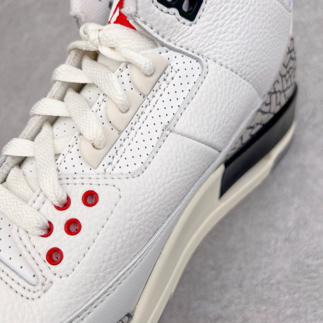 图片[10]-＃KZ神版 Air Jordan AJ3 Retro 做旧白水泥 DN3707-100 独家外贸特供尺码含45.5 48.5 国内外口碑最好最推荐的产品 市场中端王者 亲自操刀耗时半年巨作 全套原纸板楦头开发 原厂大底磨具加持立体防滑纹理 原装可视Air Sole气垫 原汁原味最完美的三代版型 唯一正确鞋头趴度弧度高度鞋身腰线 此版本只针对中端市场 皮料材质有所更替 其他数据细节工艺流程均保持一致 绝不口嗨 细节品控鞋型随意秒杀市面3XX 4XX 原厂TPU后跟饰片 正确内里反口里网布 皮料菱角分明不变形无多余毛边 正确手工大底描漆拉丝 市场唯一原厂鞋扣模具 原厂织唛标 原厂飞人电绣工艺 尾指中部跳三针 独家绑鞋带手法 印刷中底布 四线拉帮 米色美纹纸贴合固定 进口港宝加持 后跟自然饱满 全鞋荧光划线卡点 追求极致完美 每一双都是工艺品 多重QC质检 超越公司货的品控标准 实实在在的免检产品 尺码：40 40.5 41 42 42.5 43 44 44.5 45 45.5 46 47.5 48.5-选品中心
