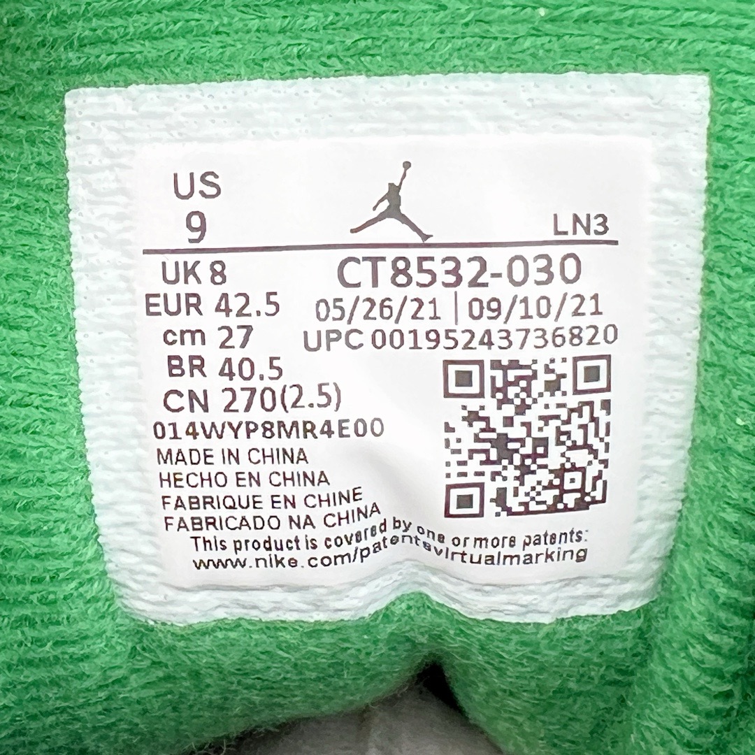 图片[16]-＃KZ神版 Air Jordan AJ3 Retro 黑绿 CT8532-030 独家外贸特供尺码含45.5 48.5 国内外口碑最好最推荐的产品 市场中端王者 亲自操刀耗时半年巨作 全套原纸板楦头开发 原厂大底磨具加持立体防滑纹理 原装可视Air Sole气垫 原汁原味最完美的三代版型 唯一正确鞋头趴度弧度高度鞋身腰线 此版本只针对中端市场 皮料材质有所更替 其他数据细节工艺流程均保持一致 绝不口嗨 细节品控鞋型随意秒杀市面3XX 4XX 原厂TPU后跟饰片 正确内里反口里网布 皮料菱角分明不变形无多余毛边 正确手工大底描漆拉丝 市场唯一原厂鞋扣模具 原厂织唛标 原厂飞人电绣工艺 尾指中部跳三针 独家绑鞋带手法 印刷中底布 四线拉帮 米色美纹纸贴合固定 进口港宝加持 后跟自然饱满 全鞋荧光划线卡点 追求极致完美 每一双都是工艺品 多重QC质检 超越公司货的品控标准 实实在在的免检产品 尺码：40 40.5 41 42 42.5 43 44 44.5 45 45.5 46 47.5 48.5-选品中心