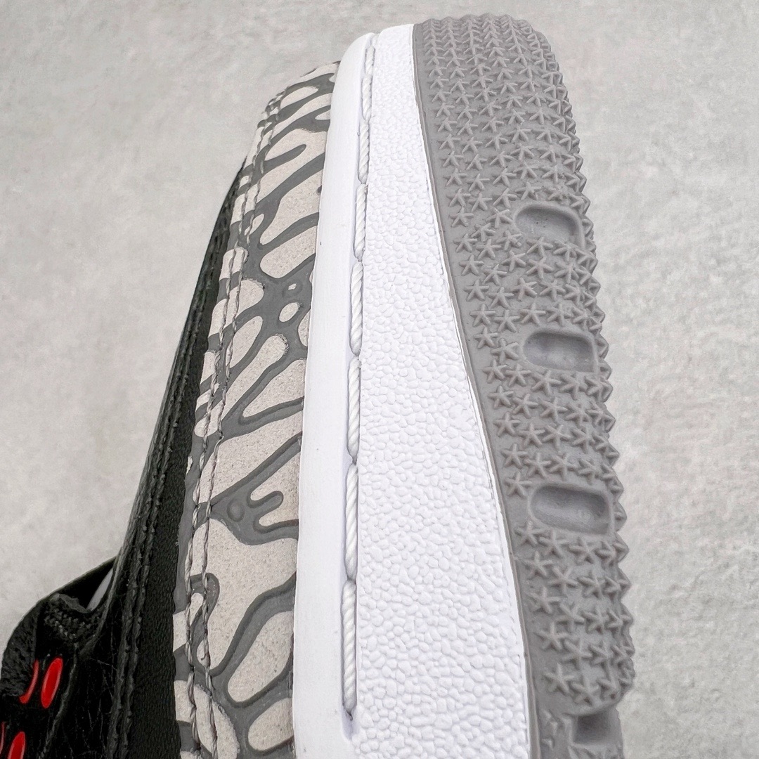 图片[17]-＃KZ神版 Air Jordan AJ3 Retro 黑水泥 854262-001 独家外贸特供尺码含45.5 48.5 国内外口碑最好最推荐的产品 市场中端王者 亲自操刀耗时半年巨作 全套原纸板楦头开发 原厂大底磨具加持立体防滑纹理 原装可视Air Sole气垫 原汁原味最完美的三代版型 唯一正确鞋头趴度弧度高度鞋身腰线 此版本只针对中端市场 皮料材质有所更替 其他数据细节工艺流程均保持一致 绝不口嗨 细节品控鞋型随意秒杀市面3XX 4XX 原厂TPU后跟饰片 正确内里反口里网布 皮料菱角分明不变形无多余毛边 正确手工大底描漆拉丝 市场唯一原厂鞋扣模具 原厂织唛标 原厂飞人电绣工艺 尾指中部跳三针 独家绑鞋带手法 印刷中底布 四线拉帮 米色美纹纸贴合固定 进口港宝加持 后跟自然饱满 全鞋荧光划线卡点 追求极致完美 每一双都是工艺品 多重QC质检 超越公司货的品控标准 实实在在的免检产品 尺码：40 40.5 41 42 42.5 43 44 44.5 45 45.5 46 47.5 48.5-选品中心