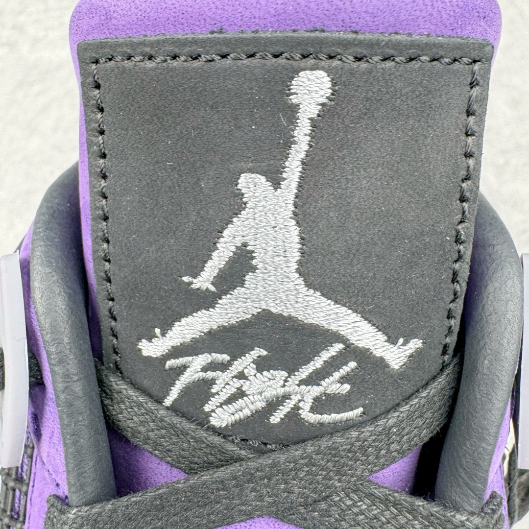图片[15]-＃GX Travis Scott x Air Jordan AJ4 TS联名亲友限定黑紫 AJ4-766296 圈内最强四代 独家外贸特供尺码含 45.5 49.5 50.5 耗时半年巨作 全套原纸板楦头开发 原厂特供皮料加持 确保原汁原味 完美呈现四代版型 一比一鞋头弧度高度鞋身弧度 数据细节工艺流程均保持原鞋一致 原厂TPU网格鞋带扣 正确内里网布 菱角分明不变形无多余毛边 柔软性质感一致于原鞋 市场唯一原厂鞋扣模具 背面可见隐藏注塑口 原厂织唛标 原厂飞人电绣工艺 尾指中部跳三针 独家绑鞋带手法 印刷中底布 四线拉帮 米色美纹纸贴合固定 进口港宝加持 后跟自然饱满 全鞋荧光划线卡点 追求极致完美 每一双都是工艺品 多重QC质检 超越公司货的品控标准 实实在在的免检产品 尺码：40 40.5 41 42 42.5 43 44 44.5 45 45.5 46 47.5 48.5 49.5 50.5-选品中心