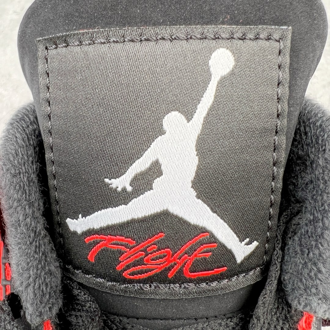 图片[13]-＃GX Air Jordan AJ4 Retro \\\”Red Thunder\\\” 黑红雷电 CT8527-016 圈内最强四代 独家外贸特供尺码含 45.5 49.5 50.5 耗时半年巨作 全套原纸板楦头开发 原厂特供皮料加持 确保原汁原味 完美呈现四代版型 一比一鞋头弧度高度鞋身弧度 数据细节工艺流程均保持原鞋一致 原厂TPU网格鞋带扣 正确内里网布 菱角分明不变形无多余毛边 柔软性质感一致于原鞋 市场唯一原厂鞋扣模具 背面可见隐藏注塑口 原厂织唛标 原厂飞人电绣工艺 尾指中部跳三针 独家绑鞋带手法 印刷中底布 四线拉帮 米色美纹纸贴合固定 进口港宝加持 后跟自然饱满 全鞋荧光划线卡点 追求极致完美 每一双都是工艺品 多重QC质检 超越公司货的品控标准 实实在在的免检产品 尺码：40 40.5 41 42 42.5 43 44 44.5 45 45.5 46 47.5 48.5 49.5 50.5-选品中心