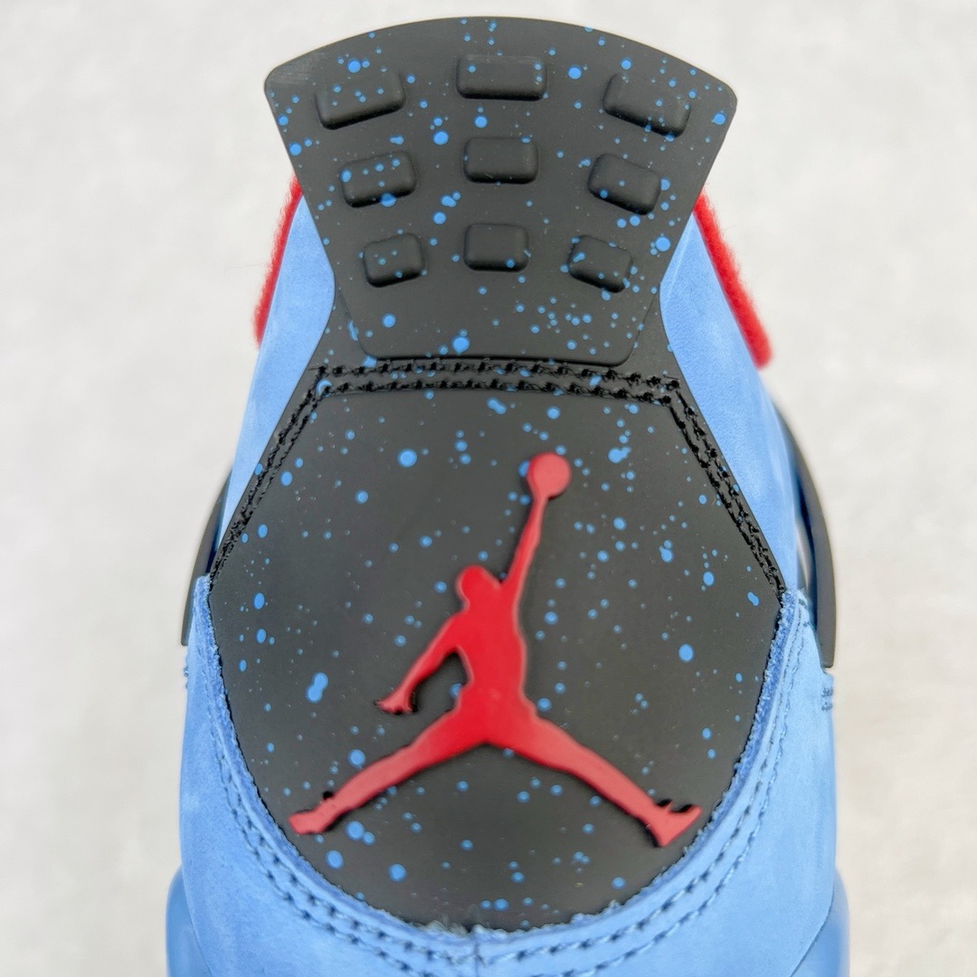 图片[12]-＃GX Travis Scott x Air Jordan AJ4 TS联名冰蓝 308497-406 圈内最强四代 独家外贸特供尺码含 45.5 49.5 50.5 耗时半年巨作 全套原纸板楦头开发 原厂特供皮料加持 确保原汁原味 完美呈现四代版型 一比一鞋头弧度高度鞋身弧度 数据细节工艺流程均保持原鞋一致 原厂TPU网格鞋带扣 正确内里网布 菱角分明不变形无多余毛边 柔软性质感一致于原鞋 市场唯一原厂鞋扣模具 背面可见隐藏注塑口 原厂织唛标 原厂飞人电绣工艺 尾指中部跳三针 独家绑鞋带手法 印刷中底布 四线拉帮 米色美纹纸贴合固定 进口港宝加持 后跟自然饱满 全鞋荧光划线卡点 追求极致完美 每一双都是工艺品 多重QC质检 超越公司货的品控标准 实实在在的免检产品 尺码：40 40.5 41 42 42.5 43 44 44.5 45 45.5 46 47.5 48.5 49.5 50.5-选品中心