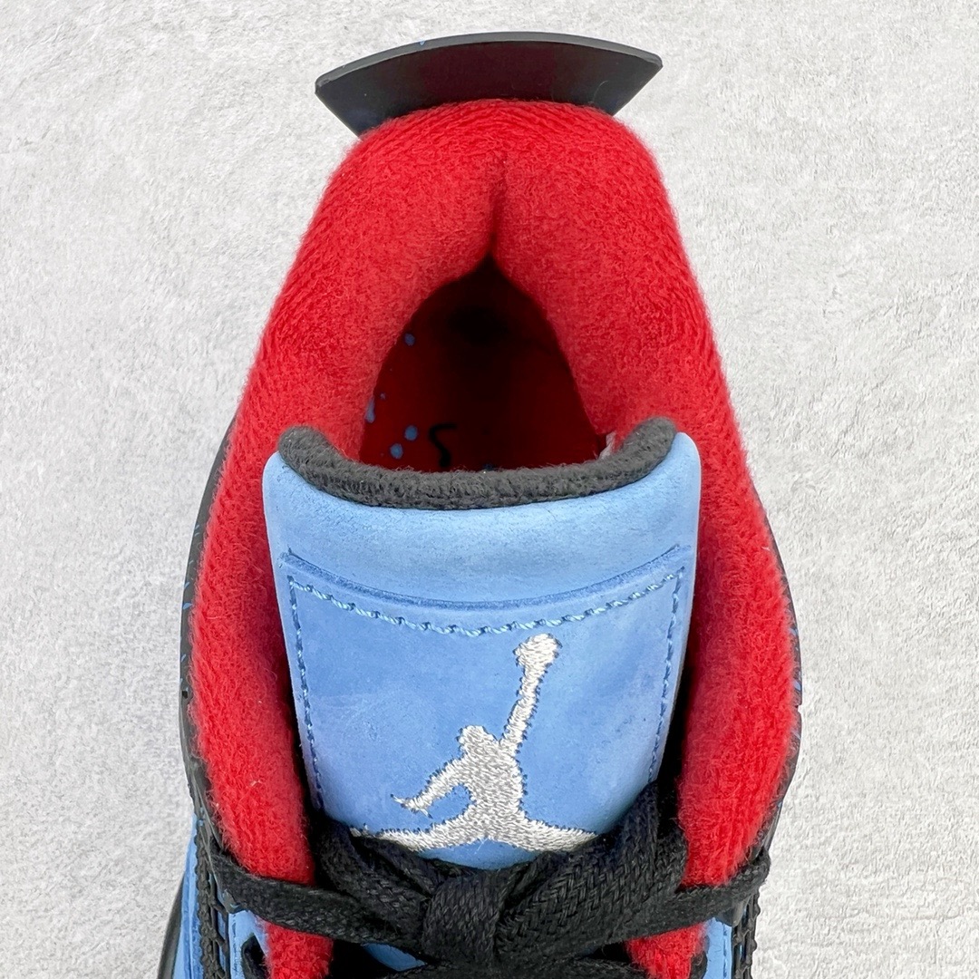 图片[16]-＃GX Travis Scott x Air Jordan AJ4 TS联名冰蓝 308497-406 圈内最强四代 独家外贸特供尺码含 45.5 49.5 50.5 耗时半年巨作 全套原纸板楦头开发 原厂特供皮料加持 确保原汁原味 完美呈现四代版型 一比一鞋头弧度高度鞋身弧度 数据细节工艺流程均保持原鞋一致 原厂TPU网格鞋带扣 正确内里网布 菱角分明不变形无多余毛边 柔软性质感一致于原鞋 市场唯一原厂鞋扣模具 背面可见隐藏注塑口 原厂织唛标 原厂飞人电绣工艺 尾指中部跳三针 独家绑鞋带手法 印刷中底布 四线拉帮 米色美纹纸贴合固定 进口港宝加持 后跟自然饱满 全鞋荧光划线卡点 追求极致完美 每一双都是工艺品 多重QC质检 超越公司货的品控标准 实实在在的免检产品 尺码：40 40.5 41 42 42.5 43 44 44.5 45 45.5 46 47.5 48.5 49.5 50.5-选品中心