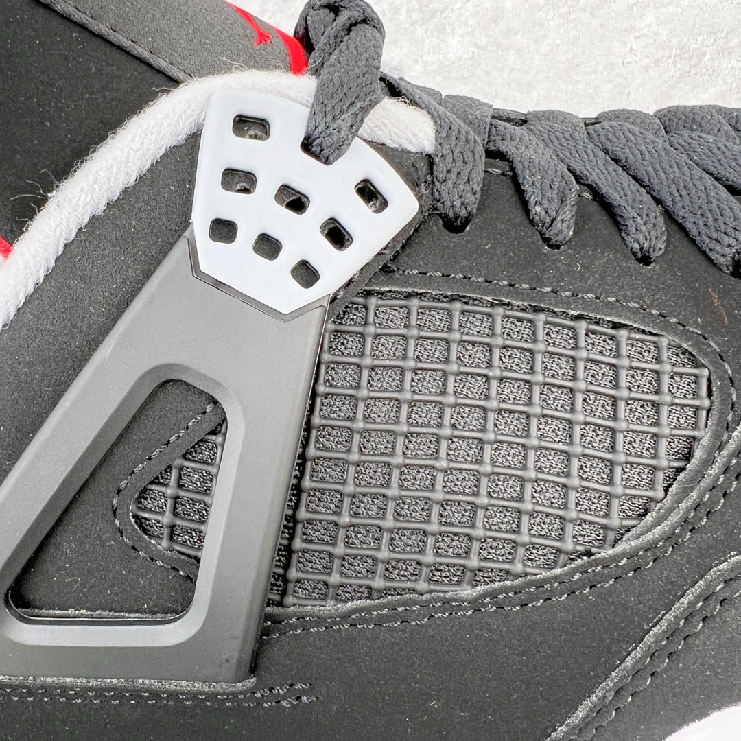 图片[12]-＃GX Air Jordan AJ4 Retro 黑红红牛 308497-060 圈内最强四代 独家外贸特供尺码含 45.5 49.5 50.5 耗时半年巨作 全套原纸板楦头开发 原厂特供皮料加持 确保原汁原味 完美呈现四代版型 一比一鞋头弧度高度鞋身弧度 数据细节工艺流程均保持原鞋一致 原厂TPU网格鞋带扣 正确内里网布 菱角分明不变形无多余毛边 柔软性质感一致于原鞋 市场唯一原厂鞋扣模具 背面可见隐藏注塑口 原厂织唛标 原厂飞人电绣工艺 尾指中部跳三针 独家绑鞋带手法 印刷中底布 四线拉帮 米色美纹纸贴合固定 进口港宝加持 后跟自然饱满 全鞋荧光划线卡点 追求极致完美 每一双都是工艺品 多重QC质检 超越公司货的品控标准 实实在在的免检产品 尺码：40 40.5 41 42 42.5 43 44 44.5 45 45.5 46 47.5 48.5 49.5 50.5-选品中心