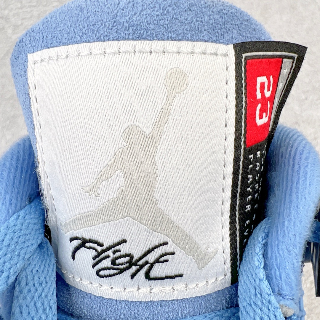 图片[16]-＃GX Air Jordan AJ4 Retro SE \\\”University Blue\\\”大学蓝 货号：CT8527-400 圈内最强四代 独家外贸特供尺码含 45.5 49.5 50.5 耗时半年巨作 全套原纸板楦头开发 原厂特供皮料加持 确保原汁原味 完美呈现四代版型 一比一鞋头弧度高度鞋身弧度 数据细节工艺流程均保持原鞋一致 原厂TPU网格鞋带扣 正确内里网布 菱角分明不变形无多余毛边 柔软性质感一致于原鞋 市场唯一原厂鞋扣模具 背面可见隐藏注塑口 原厂织唛标 原厂飞人电绣工艺 尾指中部跳三针 独家绑鞋带手法 印刷中底布 四线拉帮 米色美纹纸贴合固定 进口港宝加持 后跟自然饱满 全鞋荧光划线卡点 追求极致完美 每一双都是工艺品 多重QC质检 超越公司货的品控标准 实实在在的免检产品 尺码：40 40.5 41 42 42.5 43 44 44.5 45 45.5 46 47.5 48.5 49.5 50.5-选品中心