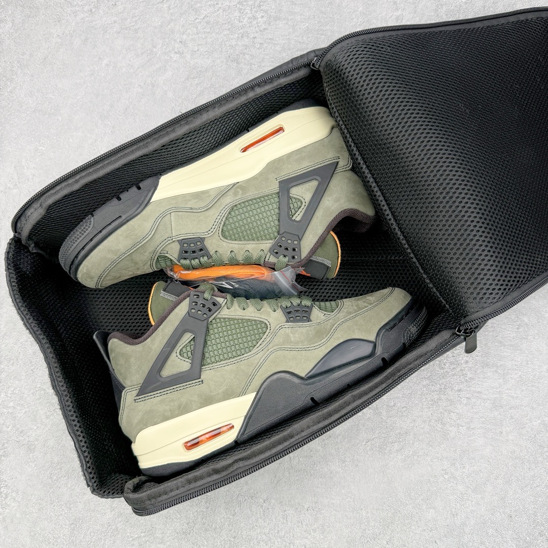 图片[10]-＃GX UNDEFEATED x Air Jordan AJ4 Retro 不败联名 军绿 JBM351 M1 该鞋款鞋身使用了大面积绿色为主色设计 并且它的特点为：可拆卸的魔术贴鞋舌板块、 鞋舌内替换原有AIR JORDAN 4字样变成UNDEFEATED白色黑底字样、拆卸魔术贴后为白字灰底JORDAN RARE AIR字样、鞋后跟TPU内为UNDEFEATED字样、鞋盒为特殊的拉链包装袋、以及带有黑色和橙色两幅鞋带 橙色的鞋舌Jumpman Logo和内衬 让整个鞋面有了点睛之笔于其中 圈内最强四代 耗时半年巨作 全套原纸板楦头开发 原厂特供皮料加持 确保原汁原味 完美呈现四代版型 一比一鞋头弧度高度鞋身弧度 数据细节工艺流程均保持原鞋一致 原厂TPU网格鞋带扣 正确内里网布 菱角分明不变形无多余毛边 柔软性质感一致于原鞋 市场唯一原厂鞋扣模具 背面可见隐藏注塑口 原厂织唛标 原厂飞人电绣工艺 尾指中部跳三针 独家绑鞋带手法 印刷中底布 四线拉帮 米色美纹纸贴合固定 进口港宝加持 后跟自然饱满 全鞋荧光划线卡点 追求极致完美 每一双都是工艺品 多重QC质检 超越公司货的品控标准 实实在在的免检产品 尺码：40 40.5 41 42 42.5 43 44 44.5 45 45.5 46 47.5 48.5 49.5 50.5-选品中心