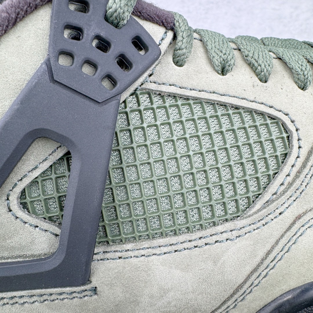 图片[12]-＃GX UNDEFEATED x Air Jordan AJ4 Retro 不败联名 军绿 JBM351 M1 该鞋款鞋身使用了大面积绿色为主色设计 并且它的特点为：可拆卸的魔术贴鞋舌板块、 鞋舌内替换原有AIR JORDAN 4字样变成UNDEFEATED白色黑底字样、拆卸魔术贴后为白字灰底JORDAN RARE AIR字样、鞋后跟TPU内为UNDEFEATED字样、鞋盒为特殊的拉链包装袋、以及带有黑色和橙色两幅鞋带 橙色的鞋舌Jumpman Logo和内衬 让整个鞋面有了点睛之笔于其中 圈内最强四代 耗时半年巨作 全套原纸板楦头开发 原厂特供皮料加持 确保原汁原味 完美呈现四代版型 一比一鞋头弧度高度鞋身弧度 数据细节工艺流程均保持原鞋一致 原厂TPU网格鞋带扣 正确内里网布 菱角分明不变形无多余毛边 柔软性质感一致于原鞋 市场唯一原厂鞋扣模具 背面可见隐藏注塑口 原厂织唛标 原厂飞人电绣工艺 尾指中部跳三针 独家绑鞋带手法 印刷中底布 四线拉帮 米色美纹纸贴合固定 进口港宝加持 后跟自然饱满 全鞋荧光划线卡点 追求极致完美 每一双都是工艺品 多重QC质检 超越公司货的品控标准 实实在在的免检产品 尺码：40 40.5 41 42 42.5 43 44 44.5 45 45.5 46 47.5 48.5 49.5 50.5-选品中心