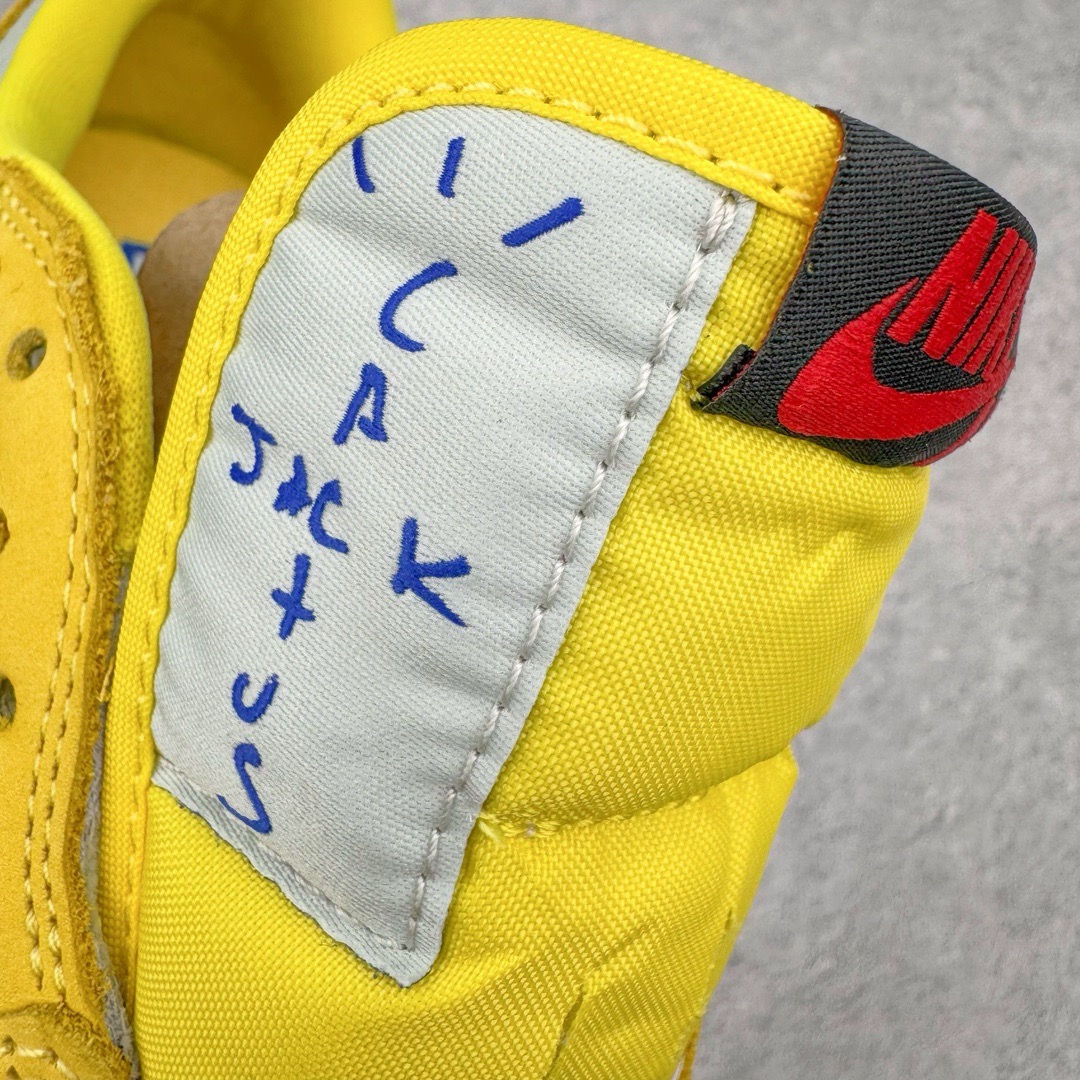 图片[13]-＃LJ渠道版 Travis Scott x Air Jordan AJ1 Low OG SP TS联名倒钩8.0低帮 黄蓝色 DZ4137-700 原盒原配 原厂拉帮工艺 针距密度一致 全新升级网板中底 原楦原纸板开发 后跟弧度收口自然不对折 极致一眼正品既视感 原厂皮料 进口玻璃冲刀皮料裁剪零毛边 承诺百分百一致原鞋 全鞋电脑针车工艺 鞋面清洁度最高QC检验标准 控制溢胶 原厂电绣工艺 鞋标鞋盒、防尘纸 均采购来自原厂 尺码：36 36.5 37.5 38 38.5 39 40 40.5 41 42 42.5 43 44 44.5 45 46 47.5-选品中心