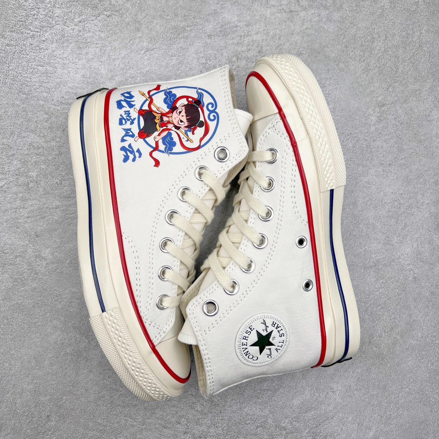 图片[3]-国漫之光🔥 哪吒之魔童闹海 匡威Converse 1970s 联名限定 定制系列 运动休闲高帮帆布鞋 经典涂鸦三星标帆布鞋 正确硫化工艺 尺码：35 36 36.5 37 37.5 38 39 39.5 40 41 41.5 42 42.5 43 44-选品中心