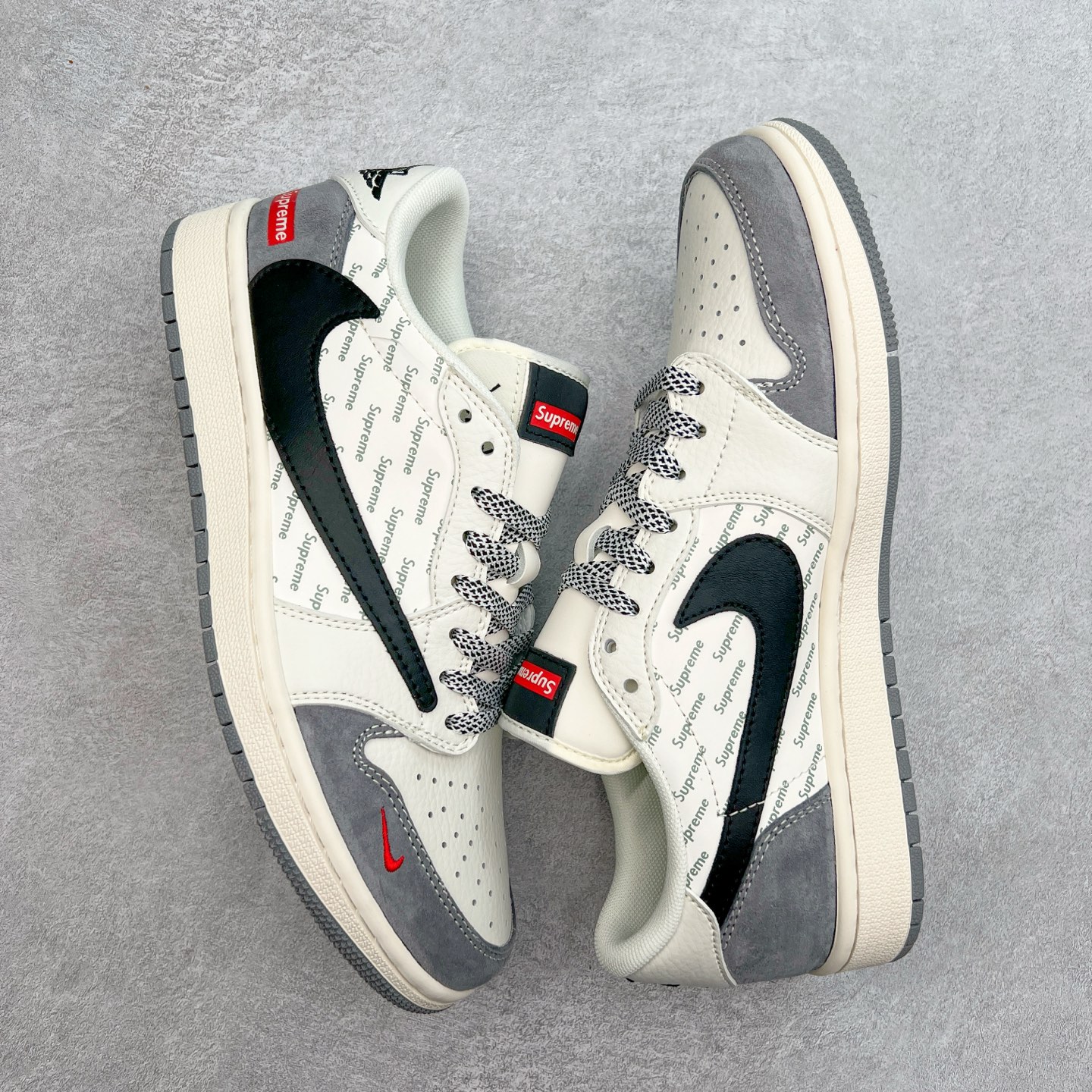 图片[3]-TS x Air Jordan AJ1 Low 倒钩低帮联名定制配色 XY2688-120 原厂内置气垫魔块 A模大底 头层小牛皮 鞋舌AJ原厂专用牛津布+AJ专用反口珍珠布+原厂无杂质高弹内里海棉+特殊封边弹力鞋带 实拍调校N版已经零色差零失真 百分百还原实物色彩所见即所得 不存在货不对板色差等低级问题 选购参考实物拍摄 不混卖不参货 只用心做好货严格选品 承诺混一赔十 尺码：36 36.5 37.5 38 38.5 39 40 40.5 41 42 42.5 43 44 44.5 45-选品中心