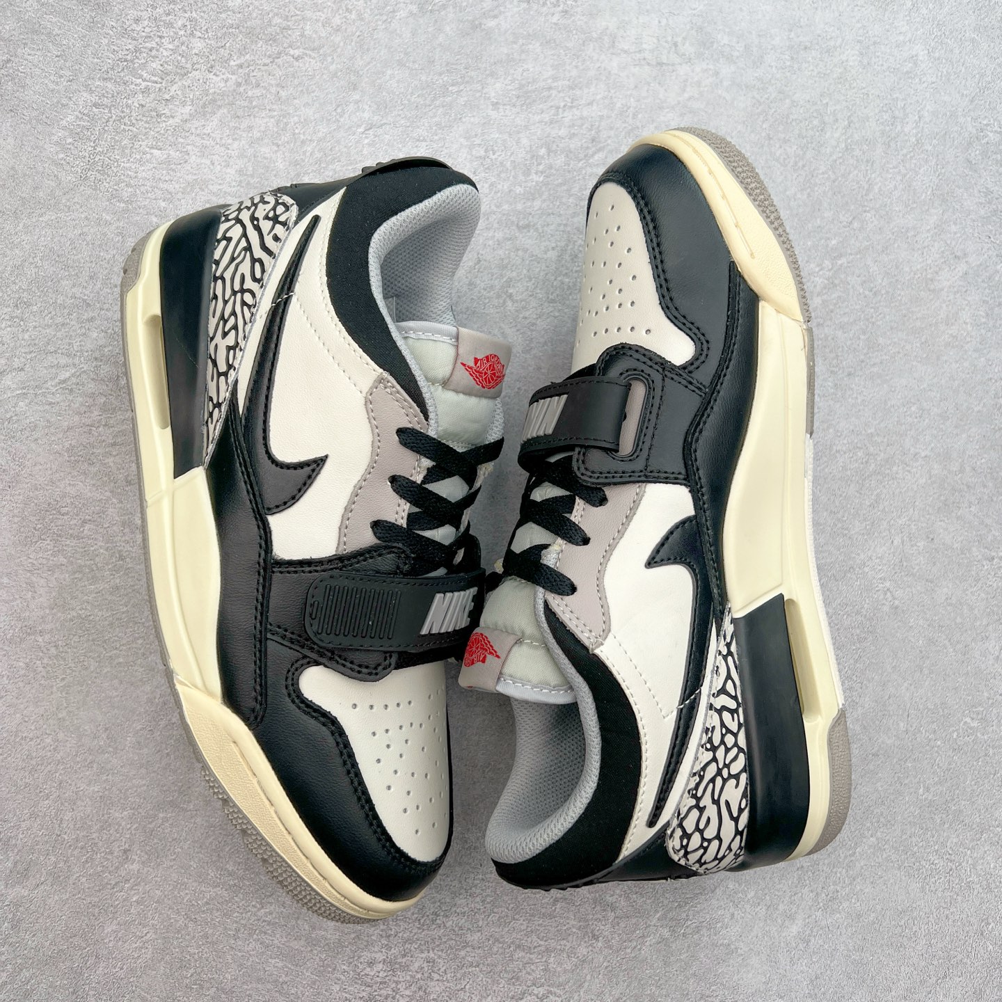 图片[3]-＃PP特价福利 Air Jordan Legacy AJ312 复古篮球鞋 鞋身采用了皮革材质打造 横跨鞋面的魔术贴十分吸睛 侧面的Swoosh Logo的一部分被鞋面遮挡了一部分 颇具玩味 魔术贴上标有NK标识 而鞋舌上是Jordan的经典红色飞翼Logo 后跟和鞋底均采用了AJ3的设计 后跟上同样也使用了经典的爆裂纹图案 尺码：36 36.5 37.5 38 38.5 39 40 40.5 41 42 42.5 43 44 44.5 45 46 47.5-选品中心