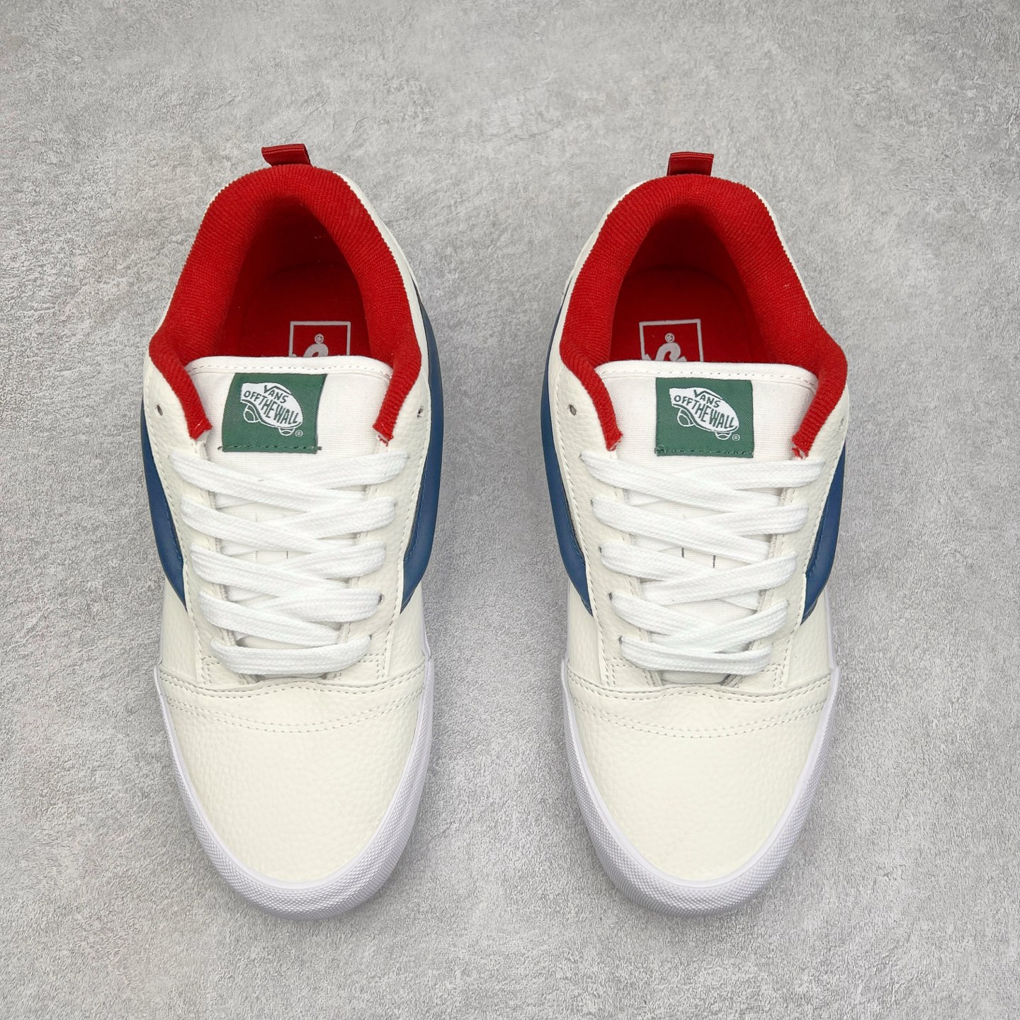 图片[2]-Vans Knu Skool 白蓝红 范斯官方 复古休闲胖胖面包鞋 肥胖版大LOGO荔枝纹牛皮面料 尺码：35 36 36.5 37 38 38.5 39 40 40.5 41 42 42.5 43 44 工艺：硫化1：1（重量1：1、真标、原钢印、材质标、鞋型标、合格证）-选品中心