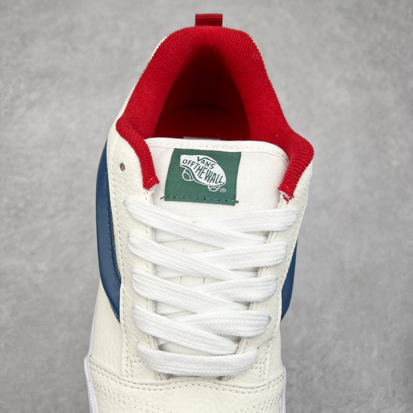 图片[5]-Vans Knu Skool 白蓝红 范斯官方 复古休闲胖胖面包鞋 肥胖版大LOGO荔枝纹牛皮面料 尺码：35 36 36.5 37 38 38.5 39 40 40.5 41 42 42.5 43 44 工艺：硫化1：1（重量1：1、真标、原钢印、材质标、鞋型标、合格证）-选品中心