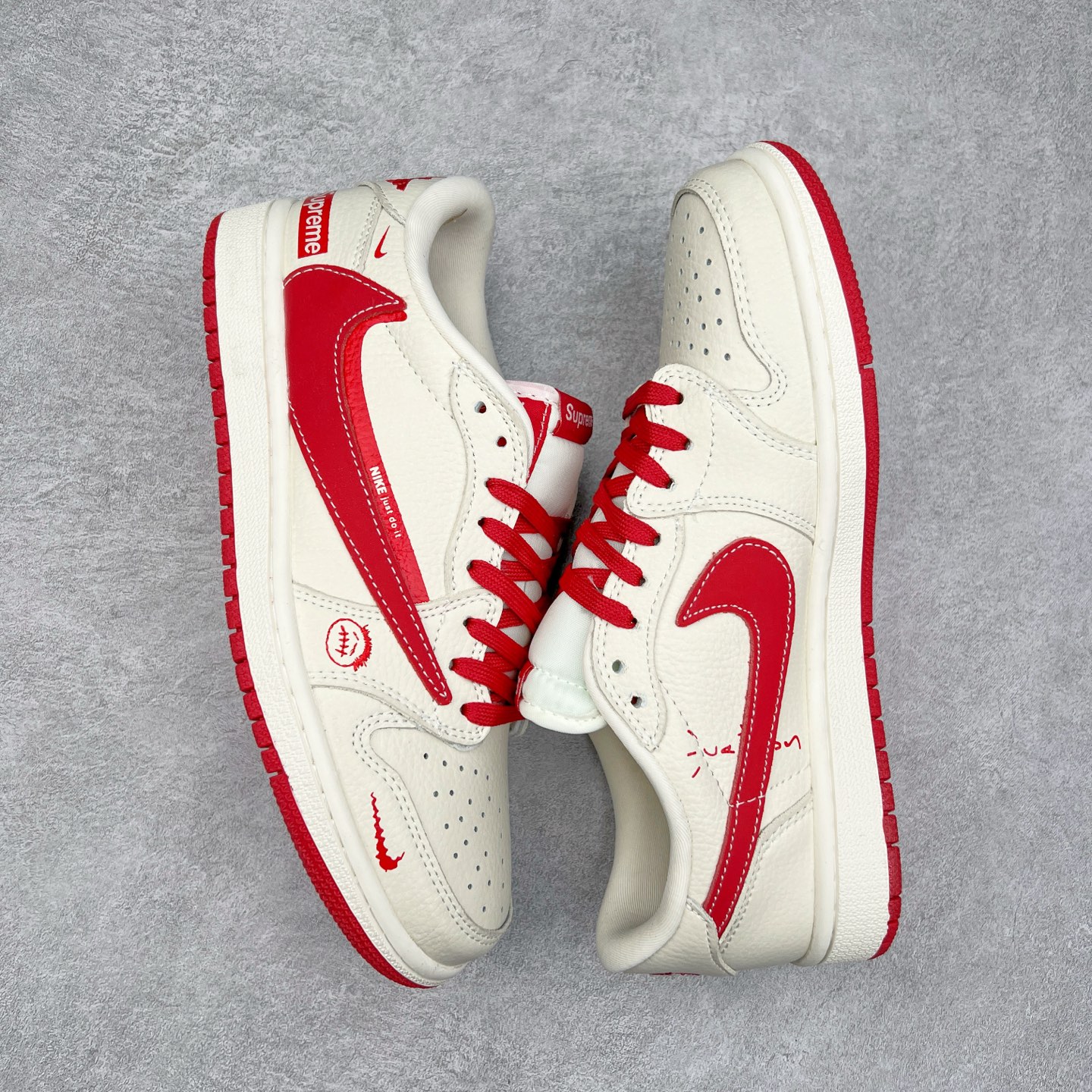 图片[3]-TS x Air Jordan AJ1 Low 倒钩低帮联名定制配色 XS2024-006 原厂内置气垫魔块 A模大底 头层小牛皮 鞋舌AJ原厂专用牛津布+AJ专用反口珍珠布+原厂无杂质高弹内里海棉+特殊封边弹力鞋带 实拍调校N版已经零色差零失真 百分百还原实物色彩所见即所得 不存在货不对板色差等低级问题 选购参考实物拍摄 不混卖不参货 只用心做好货严格选品 承诺混一赔十 尺码：36 36.5 37.5 38 38.5 39 40 40.5 41 42 42.5 43 44 44.5 45-选品中心