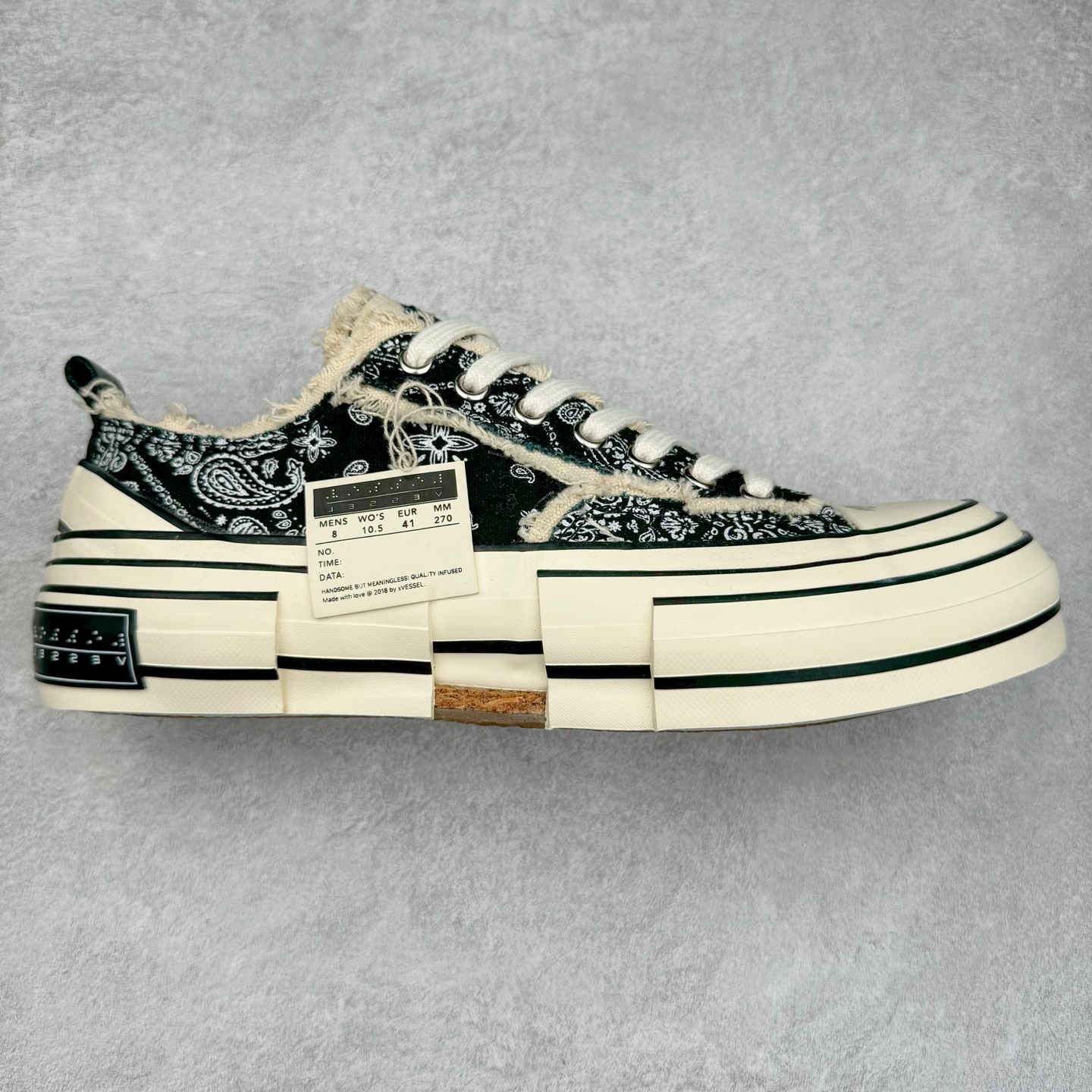 ＃纯原 xVESSEL G.O.P. Low 全硫化乞丐鞋 吴建豪主理品牌 解构重叠厚底软木低帮硫化板鞋 全配色原鞋开发 支持对比 细节 工艺 等.. 当前市售最高版本 正确半贴合鞋标工艺 正确鞋头上翘整体楦型 原厂12蛊司厚实舒适帆布面料 面料工序需要通过三次水洗 散落自然杂乱流苏做旧复古效果 支持NFC网页编码识别 升级厚实软木塞内底 纯手工贴合多重围条硫化工艺 原鞋包装 原鞋代码鞋标完全一致 市面顶级毒盒版本 工艺细节 全网络能覆盖到的地方最强 至今无别的工厂能超越的品质 尺码：35 36 37 38 39 40 41 42 43 44 45-选品中心