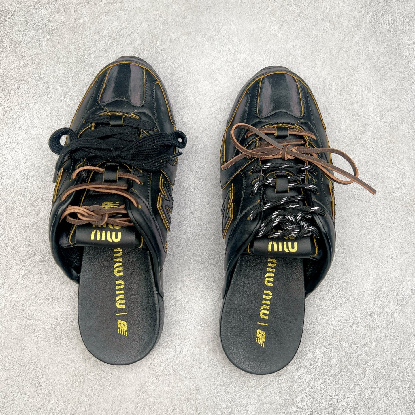 图片[3]-MiuMiu x New Balance NB530 SL 缪缪联名系列低帮经典复古休闲运动鞋半拖 近几年运动品牌与各大潮流品牌不断推出联名产品，在球鞋圈拥有极高的热度。此外，奢侈品牌和运动品牌联名也早已非新鲜事，继 Dior 和 Jordan Brand 以及 Prada 和 adidas 合作后。近日，Miu Miu与New Balance的合作基本已经成为定番，每年都会上新，而近期的最新联名也已经正式曝光，预计会在24年春夏面世！相比之前两次使用的574，这次Miu Miu带来了全新风格。采用了全新型号MR530进行设计，继续使用复古的旧化效果和去年就被带火的美拉德配色打造。Miu Miu作为千禧文化的重要推手，这次也是直接挑选了New Balance 2000年代时发布的健身跑鞋MR530。整体做旧效果非常明显，甚至有些二手鞋的感觉，多少是有点瘦巴黎世家影响了……配色方面将会推出米色和棕色两种颜色可供选择，整体覆盖了做旧麂皮，鞋舌和鞋垫和之前一致，有Miu Miu的Logo，同时搭配皮革和棉质双鞋带组成。尺码：36 37 37.5 38 38.5 39.5 40 40.5 41.5 42 42.5 43.5 44 44.5 45-选品中心