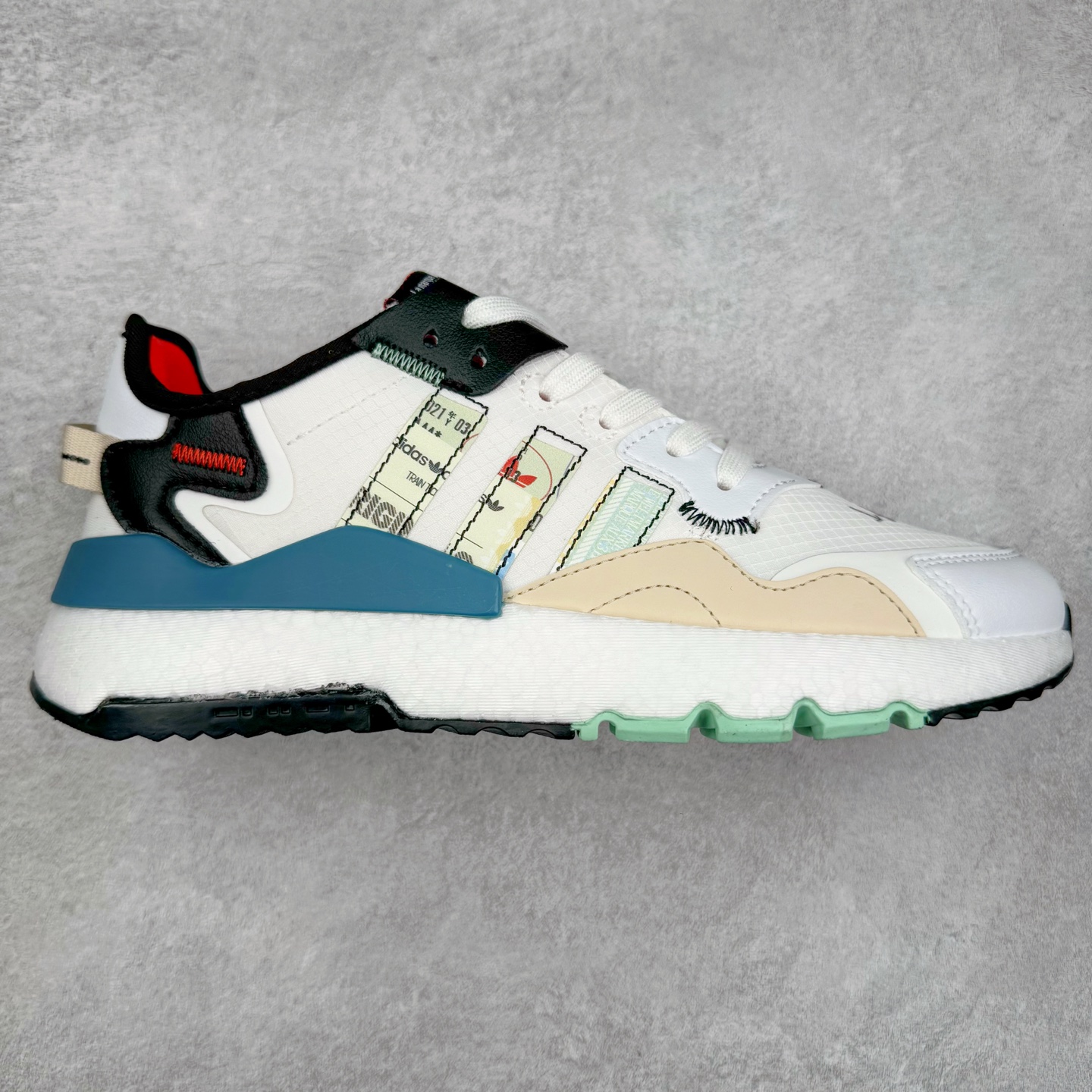 图片[7]-AD originals Nite Jogger Pride 夜行者减震耐磨低帮反光复古休闲百搭运动跑鞋 原厂材料 原厂大底 原装工艺 原鞋一致 记忆海绵 鞋眼使用原鞋一致电绣加针车工艺 后跟全部一致采用原鞋工艺 四针六线进口机 区别市面三针五线 头层皮打造 原厂流水标 3D喷漆 瞄漆 私家独模 网布搭配麂皮拼接打造鞋面 极具复古风格鞋头及鞋跟点缀3M反光设计 极为亮眼中底采用全掌Boost科技 厚度相当可观 脚感极佳 尺码：36 36⅔ 37⅓ 38 38⅔ 39⅓ 40 40⅔ 41⅓ 42 42⅔ 43⅓ 44 44⅔ 45-选品中心