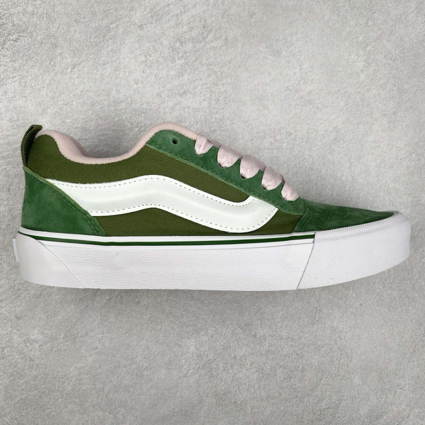 Vans Knu Skool 绿粉 肥胖版立体大Logo 加厚鞋舌 低帮复古休闲硫化面包鞋 尺码:35 36 36.5 37 38 38.5 39 40 40.5 41 42 42.5 43 44 45 工艺:硫化1:1(重量1:1、真标、原钢印、材质标、鞋型标、合格证)-选品中心